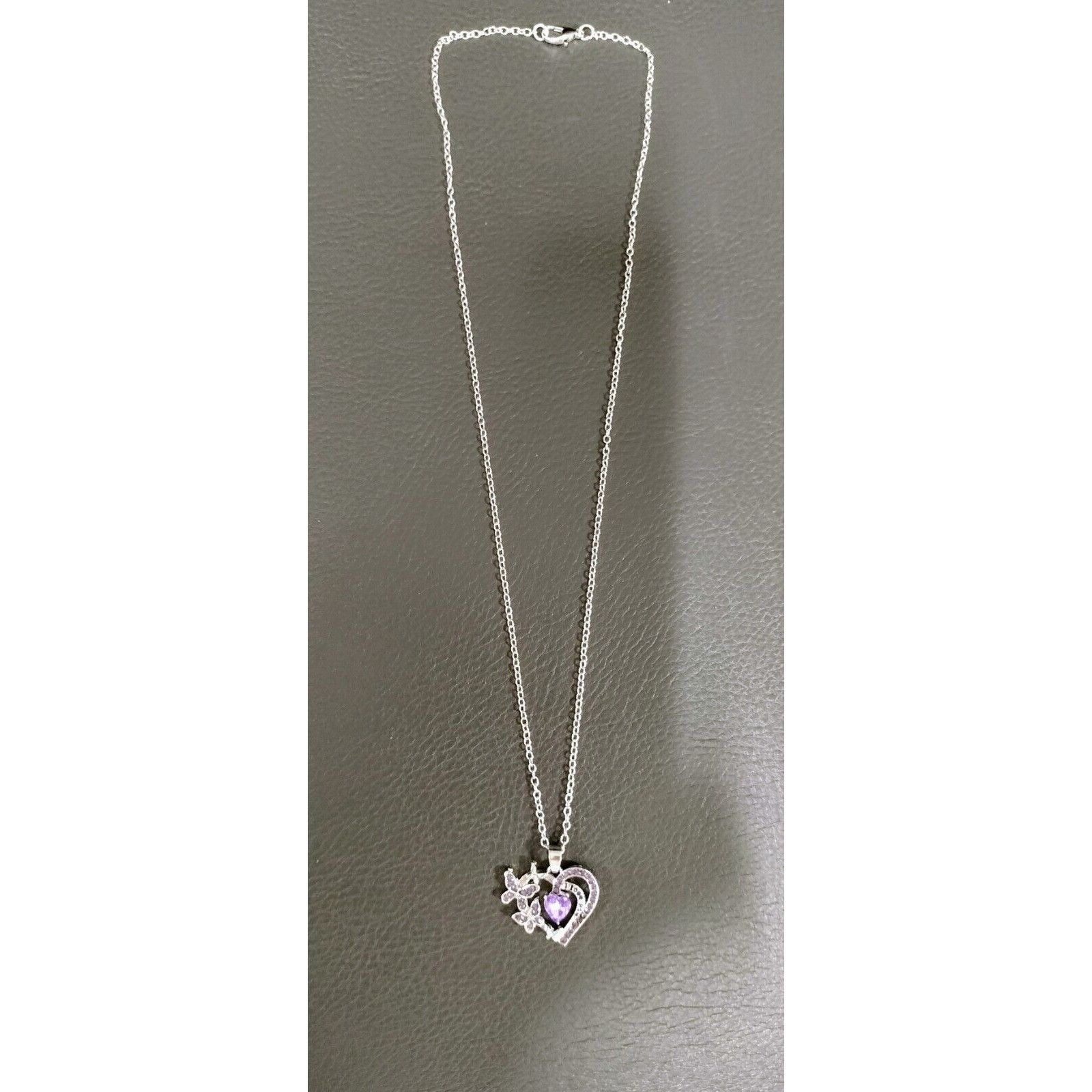 Other Purple Heart Butterfly Necklace I Love You Fashion Jewelry N Size ONE SIZE - 4 Thumbnail