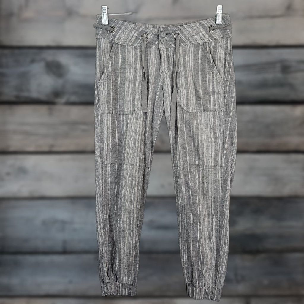 Prana prAna Womens Steph Jogger Pants Sz 0 Gray Stripe Low Rise Cotton Hemp Blend Pants Size 25" / US 0 / IT 36 - 1 Thumbnail