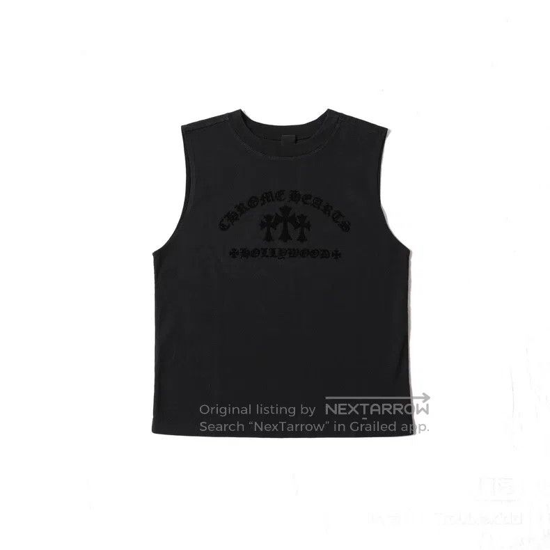 CHROME HEARTS Size XS Black three-cross flocking vest