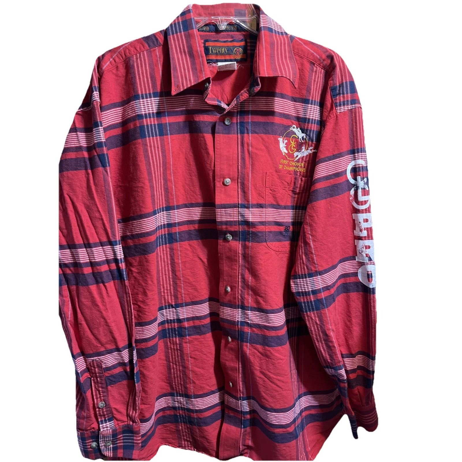 Wrangler Wrangle Vintage Twenty X Men’s XL Shirt Red Plaid LS Button Size US XL / EU 56 / 4 - 1 Thumbnail