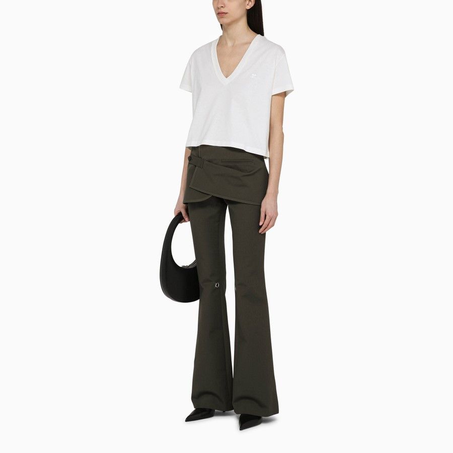 Courreges o1d2blof0824 Cotton Mini Skirt Trousers in Military Green Size 27" / US 4 / IT 40 - 2 Thumbnail