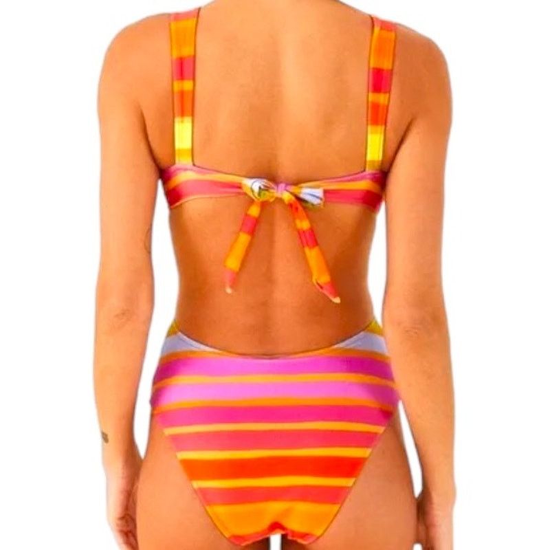 Farm Rio FARM RIO Shiny Stripes V-Neck Cutout One Piece Swimsuit, XS Size ONE SIZE - 14 Thumbnail