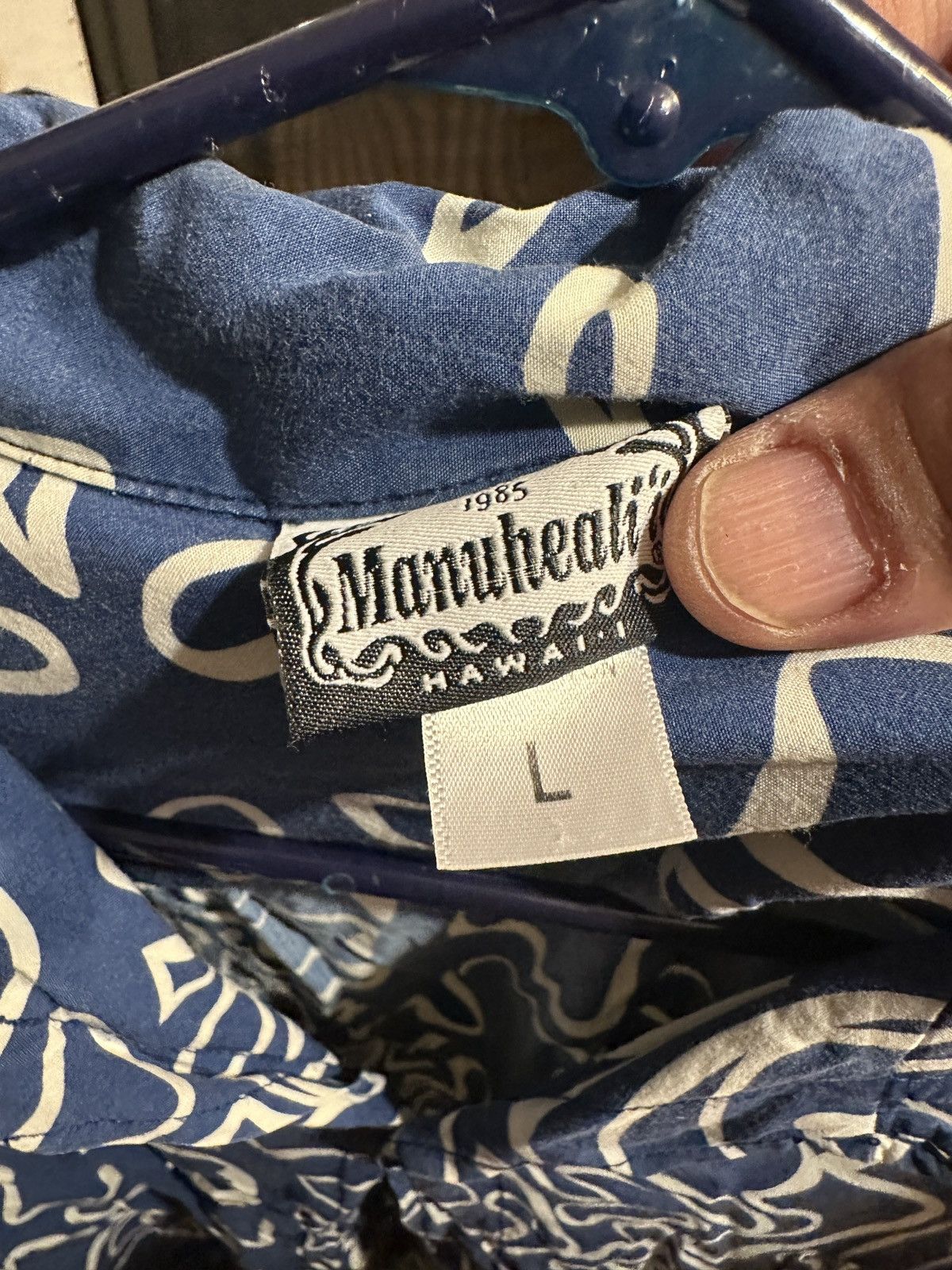 Other PreOwned Manuhealii Hawaiian Shirt Full Button Men's L Blue Size US L / EU 52-54 / 3 - 4 Thumbnail