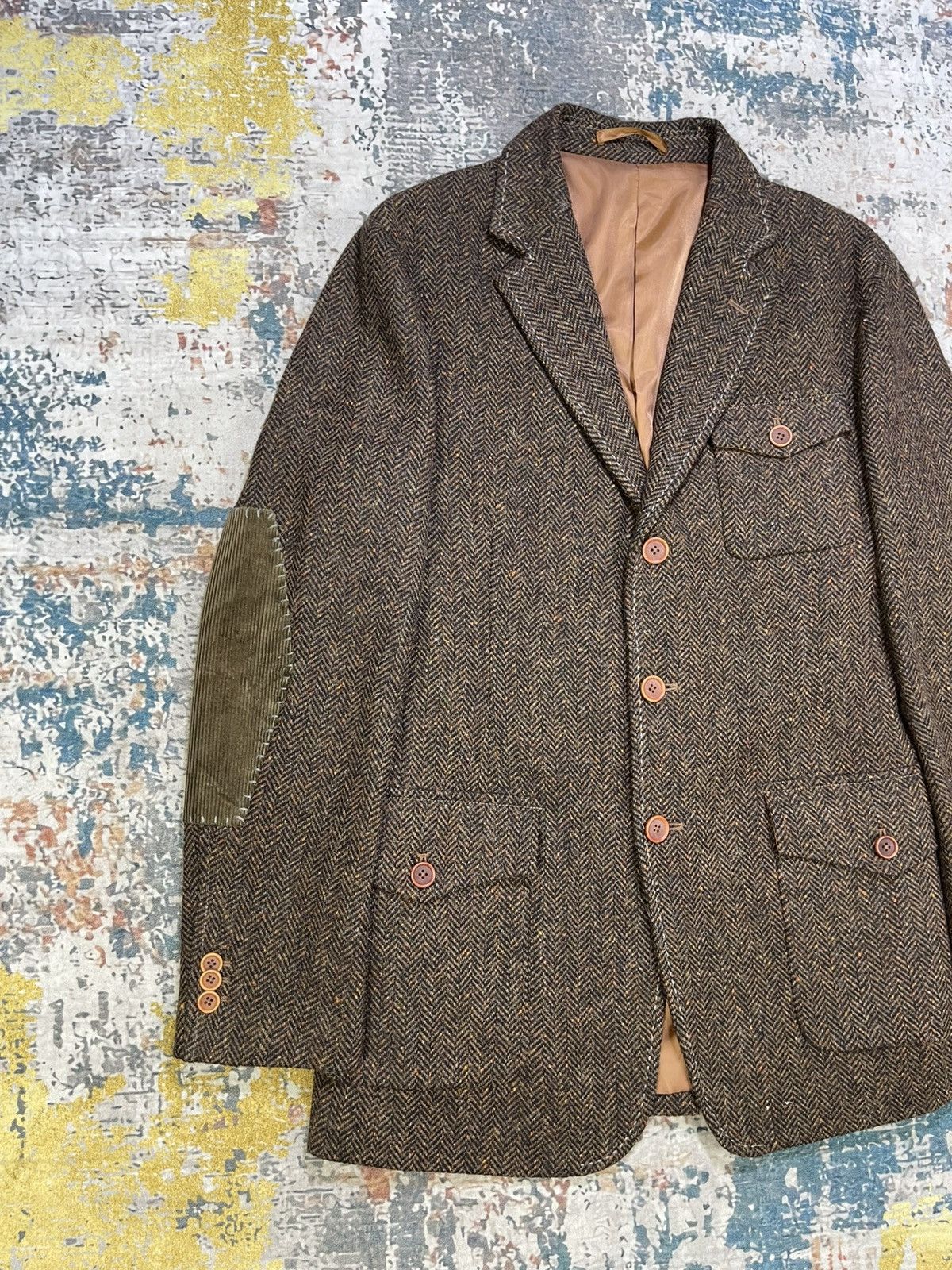 Japanese Brand Abx Herringbone Tweed Elbow Patch Sport Coat Size US S / EU 44-46 / 1 - 3 Thumbnail