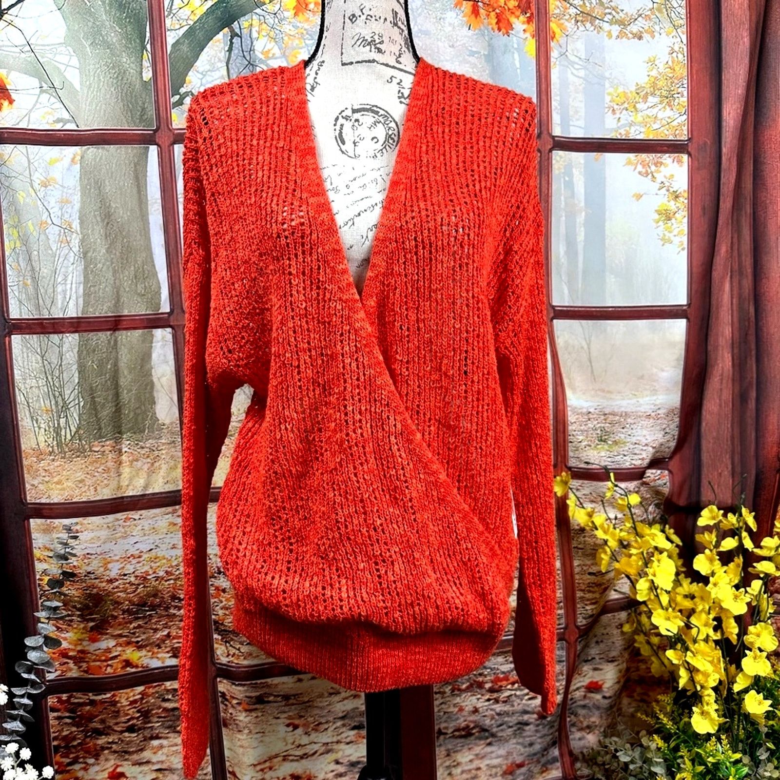 Billabong Billabong Sweet Bliss Loose Knit Wrap Sweater Red Orange L Size L / US 10 / IT 46 - 5 Thumbnail