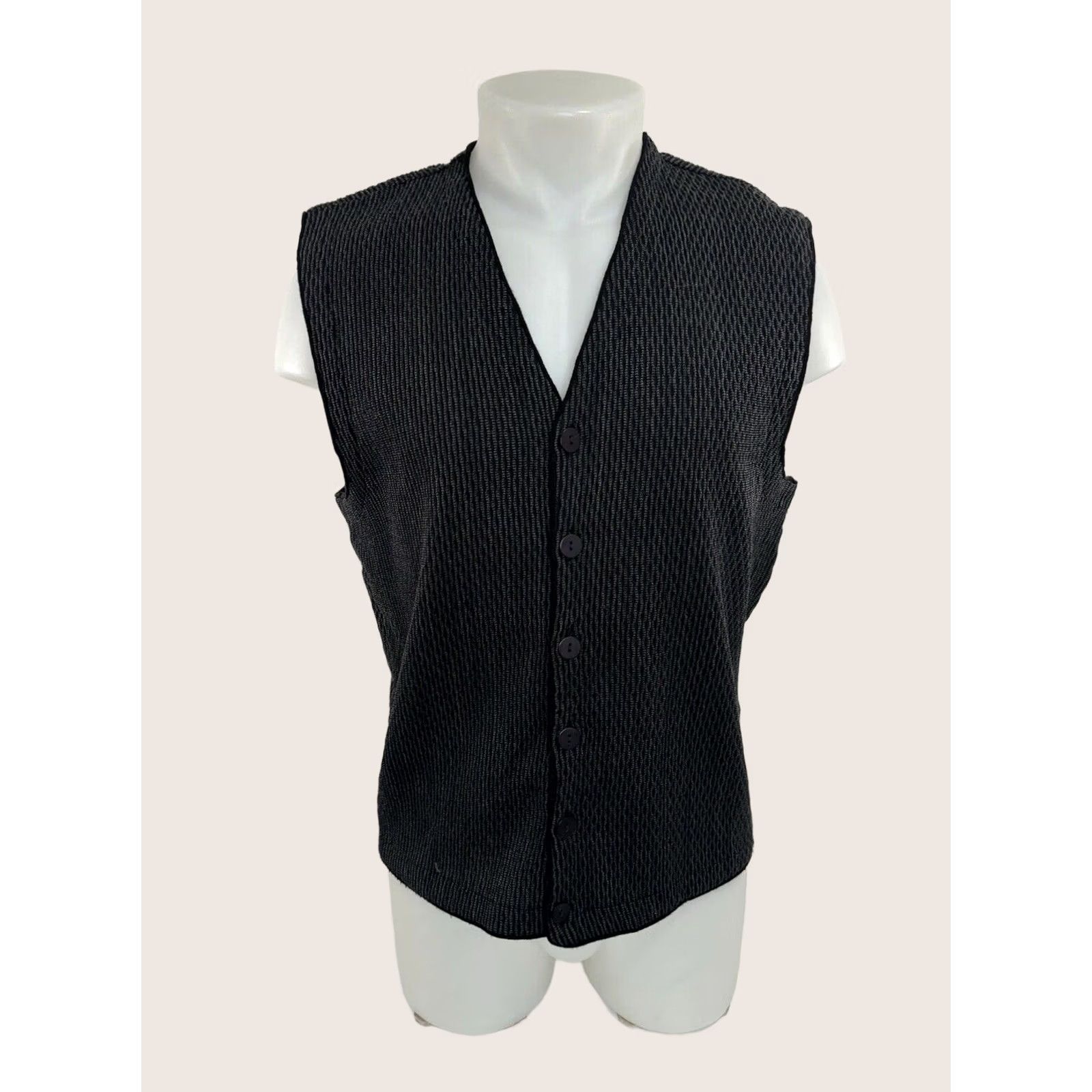 Vintage JHANE BARNES Vest Wool Blend Mens M Black / Gray Textured Waistcoat B14 Size US M / EU 48-50 / 2 - 1 Thumbnail