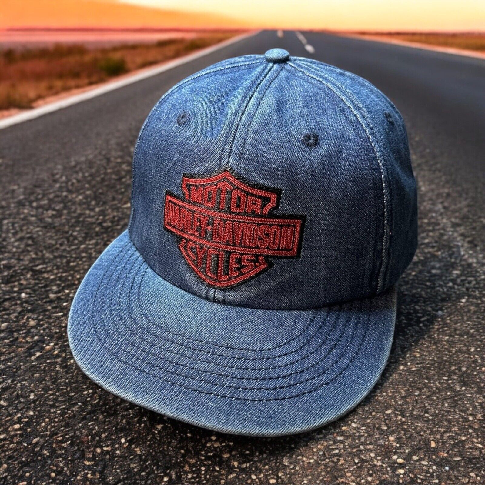Harley Davidson Harley Davidson Denim Blue Snapback Baseball Hat NWT Size ONE SIZE - 1 Thumbnail