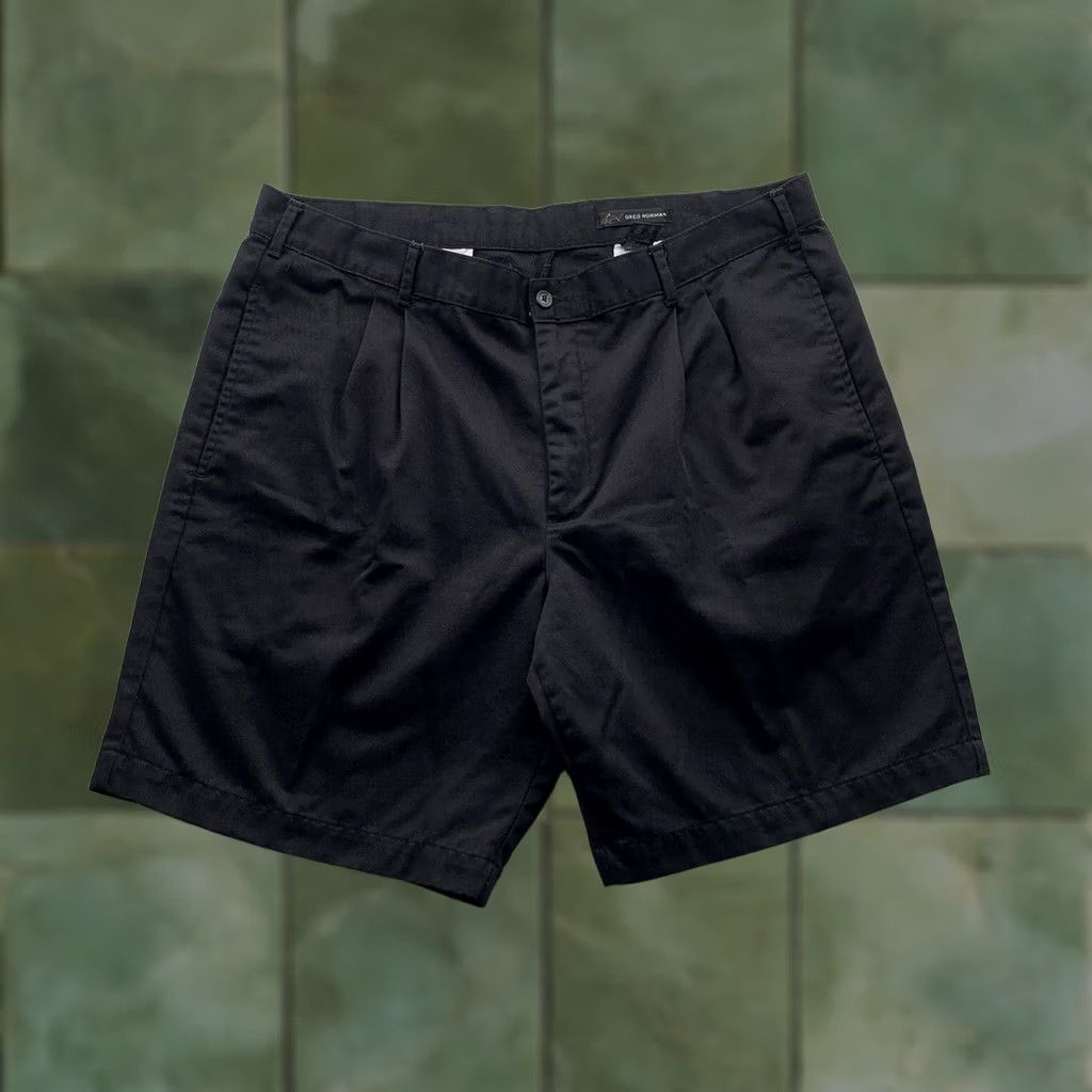 Vintage Greg Norman Mens 40 Black Pleated Chino Golf Shorts 9" Casual Preppy Classic Golfer Size US 40 / EU 56 - 1 Thumbnail