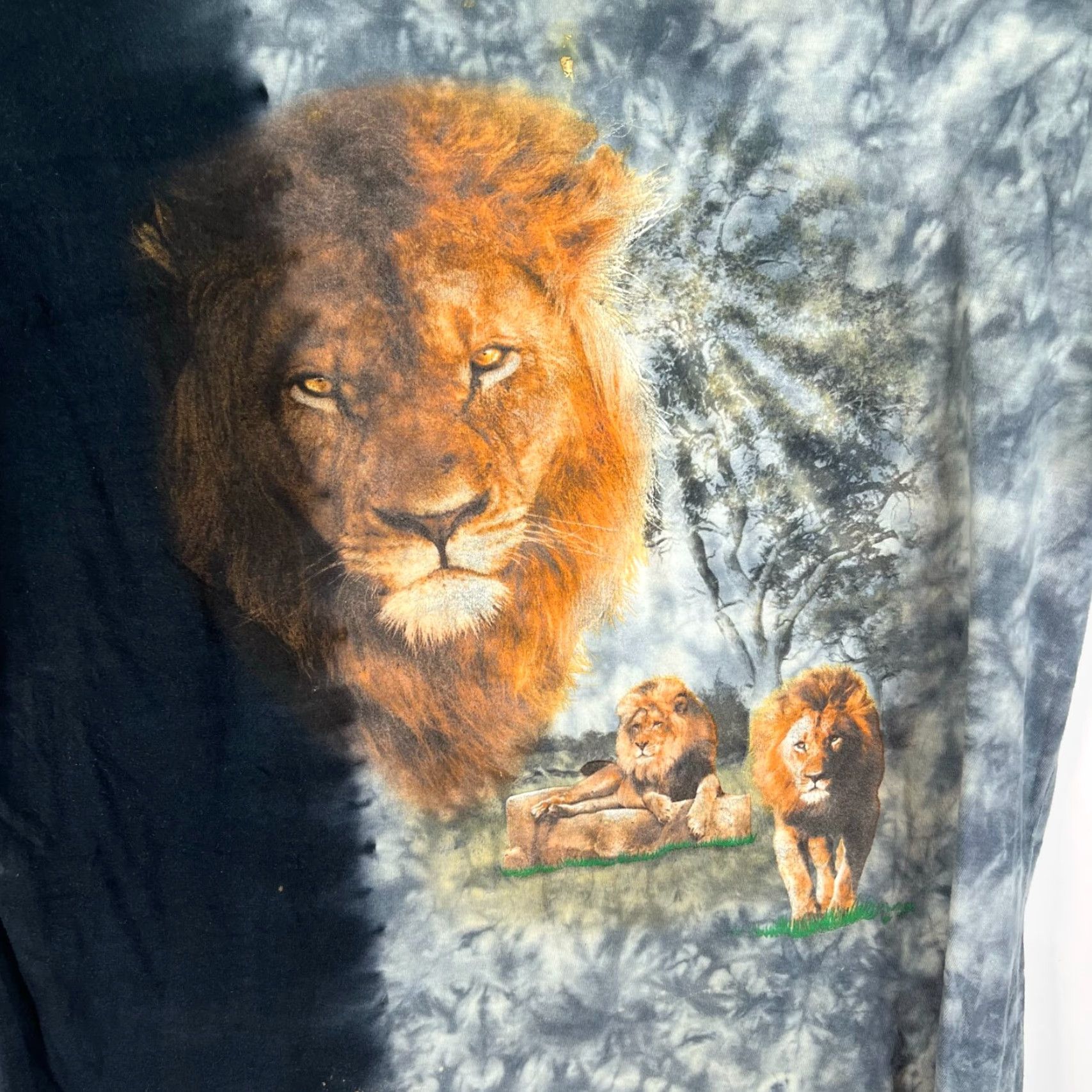 Vintage Visions Lion Shirt Mens XL Black Tie Dye Animals Lion Faces 90s Africa Logos Size US XL / EU 56 / 4 - 2 Thumbnail