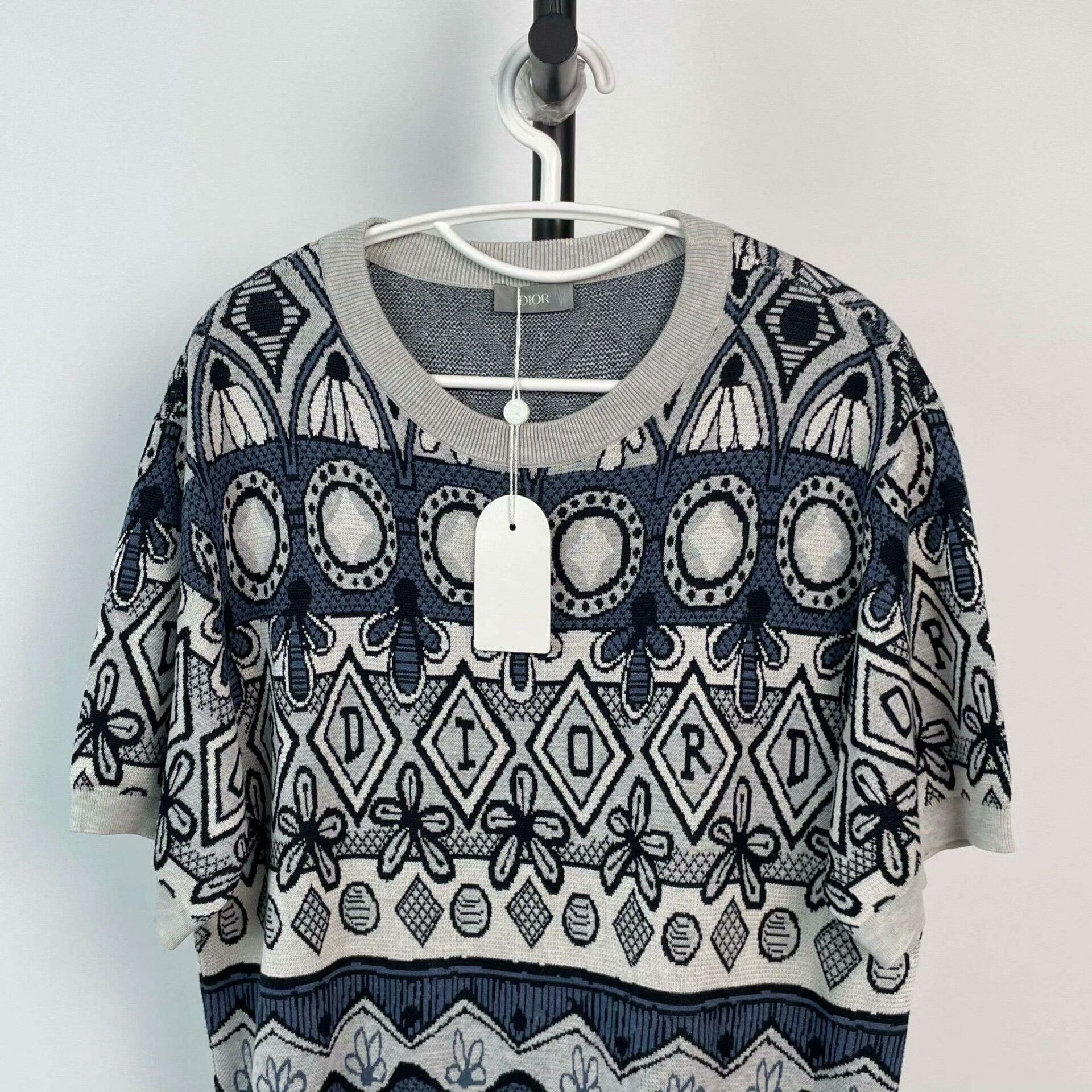 Dior Pattern Short-Sleeve Top