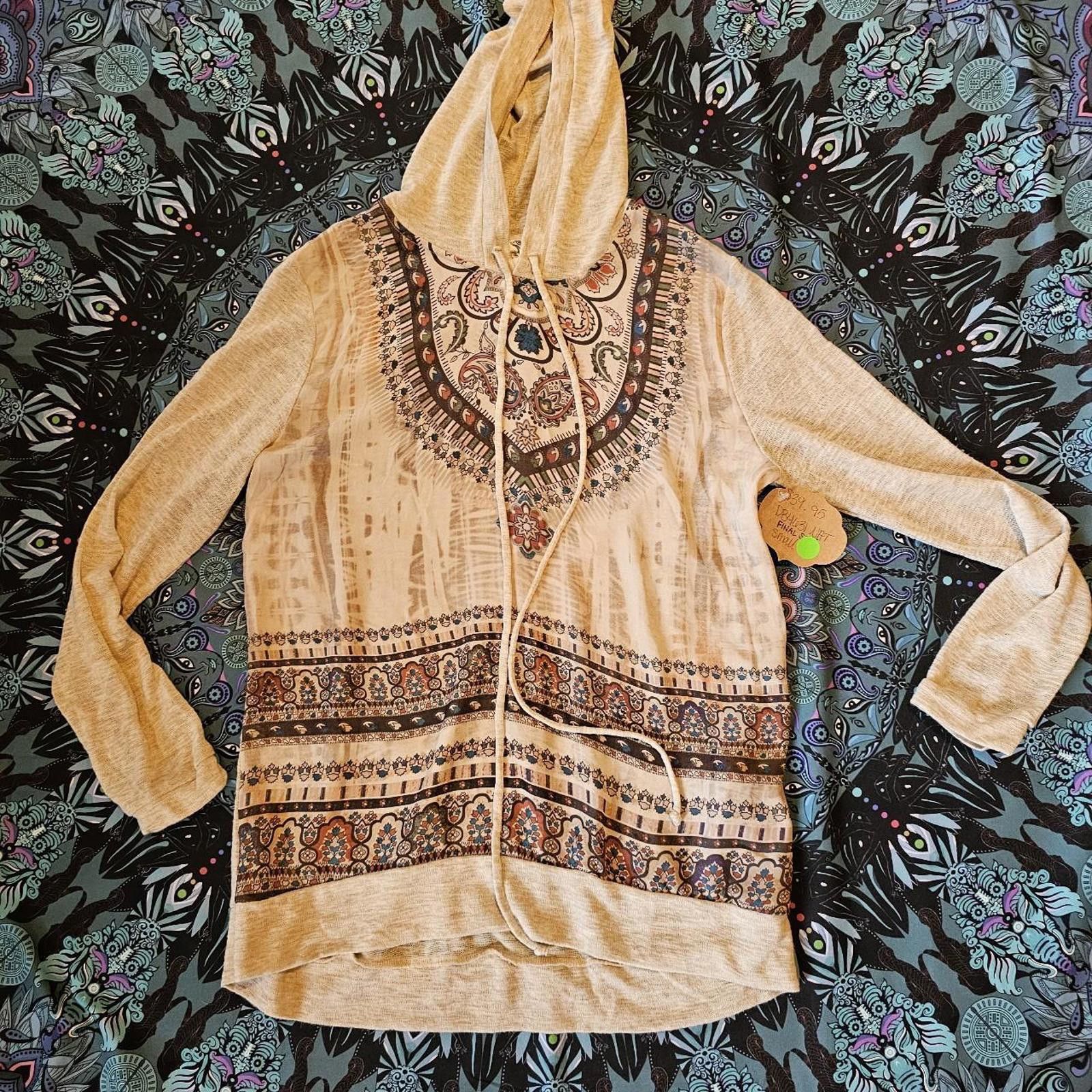 Designer Blu Pepper Women's Boho Style Sheer Hoodie Size S / US 4 / IT 40 - 1 Thumbnail