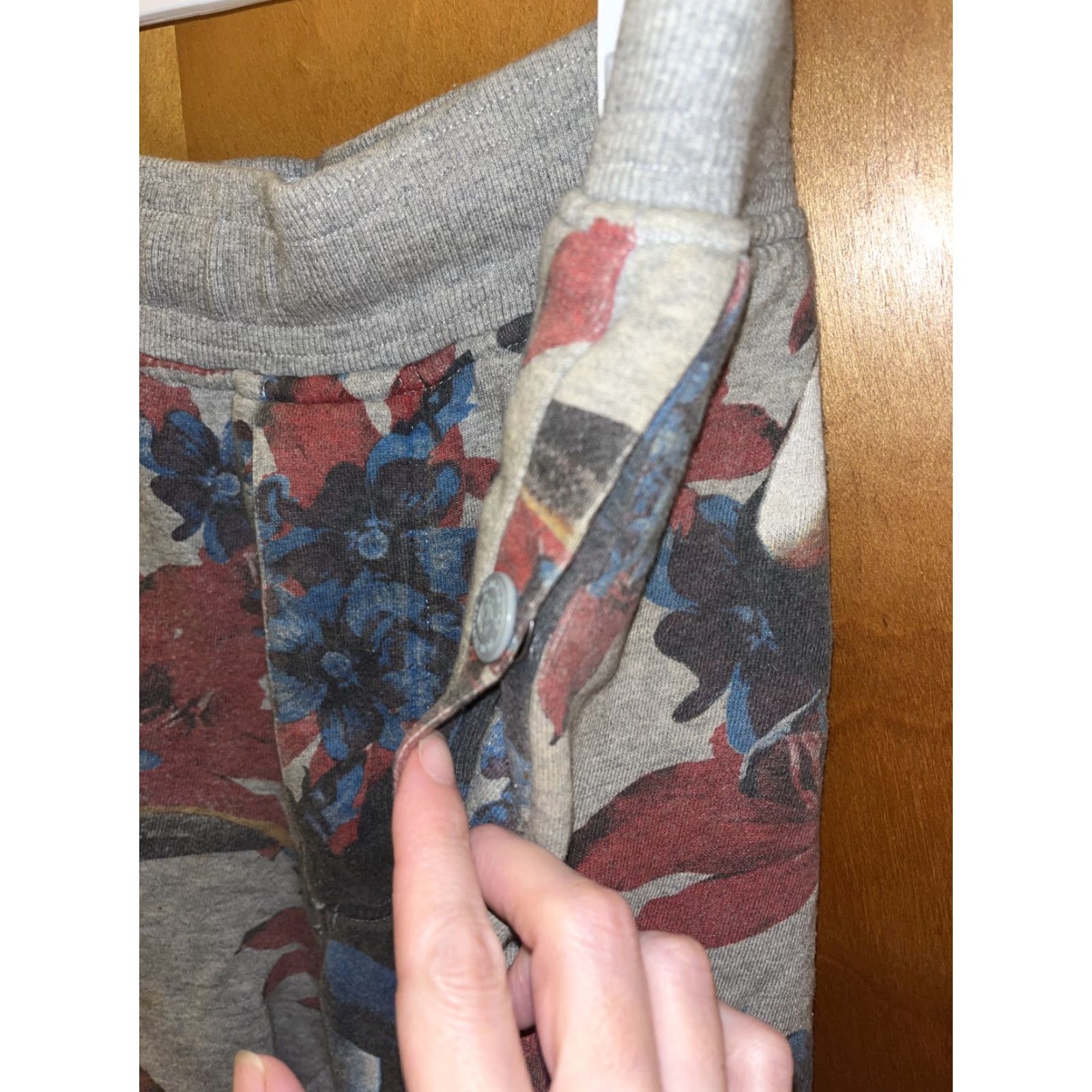 Vintage Play Cloths Mens XL Floral Cotton SweatShorts with Pockets, Jungle Bird Tropic Flowers, Casual Summer Fall Spring Wear Size US 36 / EU 52 - 4 Thumbnail