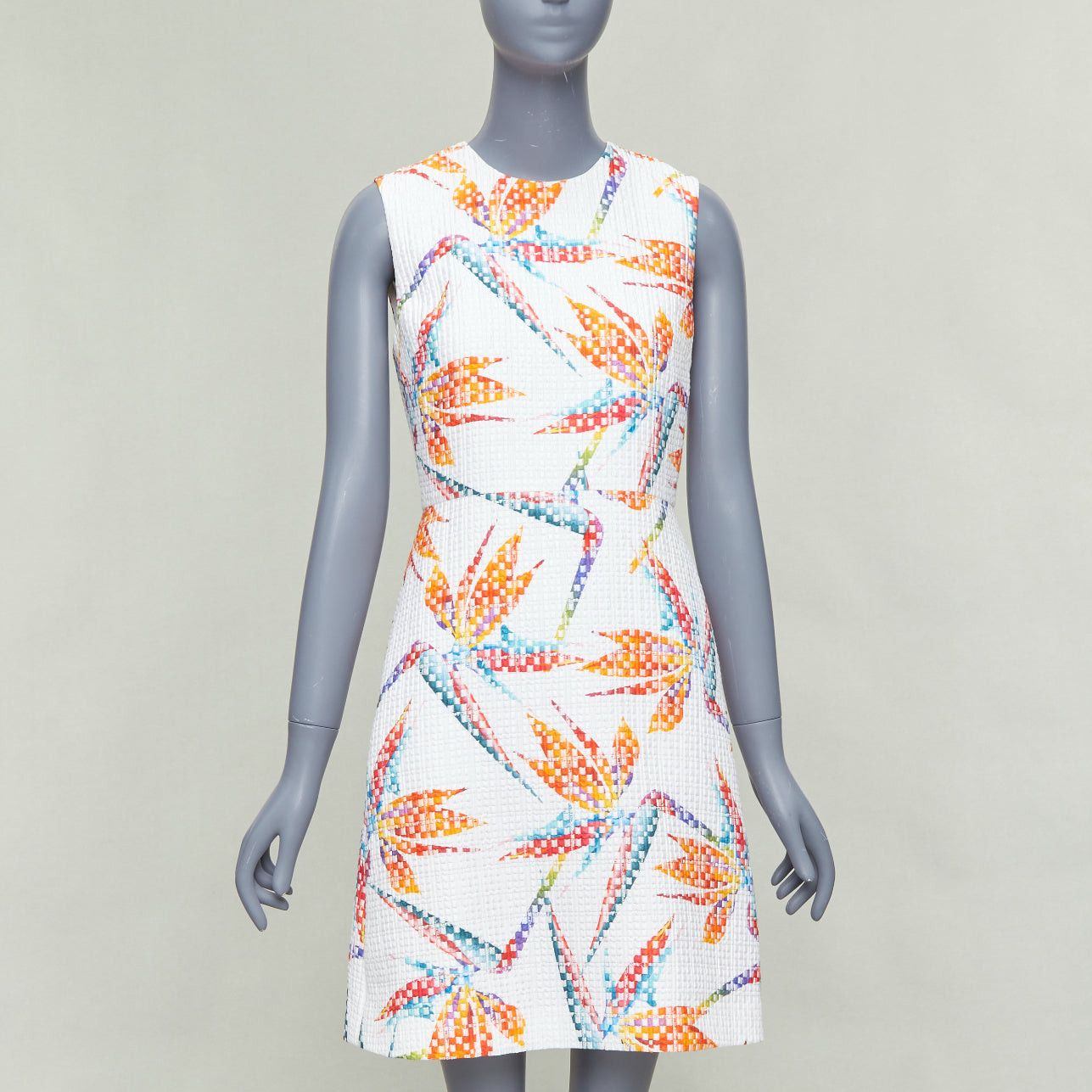 Fendi FENDI white orange bird of paradise jacquard cocktail dress IT38 XS Size XS / US 0-2 / IT 36-38 - 1 Thumbnail