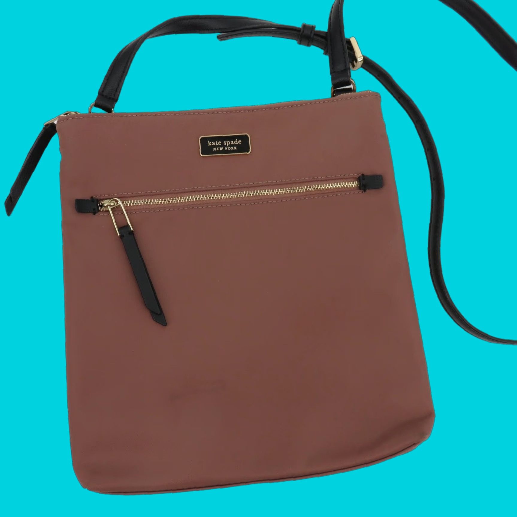 Vintage Kate Spade New York Dawn Crossbody Bag Purse Crossbody Leather Nylon Pink Mauve Black Women Adult