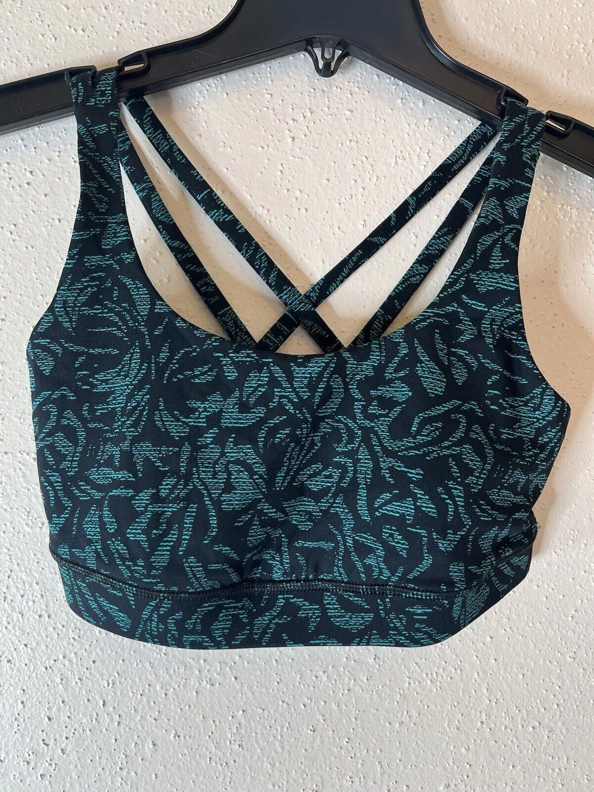 Designer Lululemon Energy Bra Thrive Viridian Green Black Sz 6 Size ONE SIZE - 2 Thumbnail