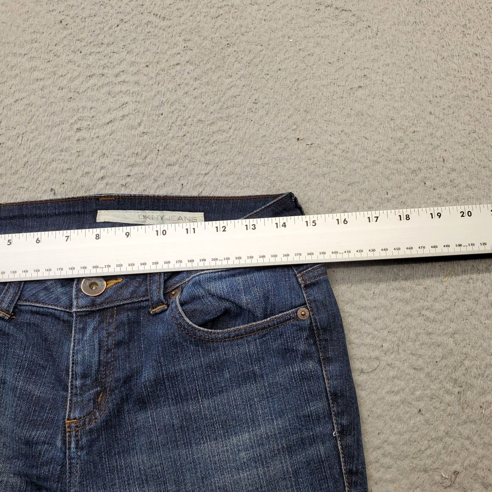 DKNY DKNY Bootcut Jeans Womens Size 4 Blue Denim Stretch Regular Fit Boho Faded Whiskered - 30 In Waist 37.5 In Outseam Size 27" / US 4 / IT 40 - 6 Thumbnail
