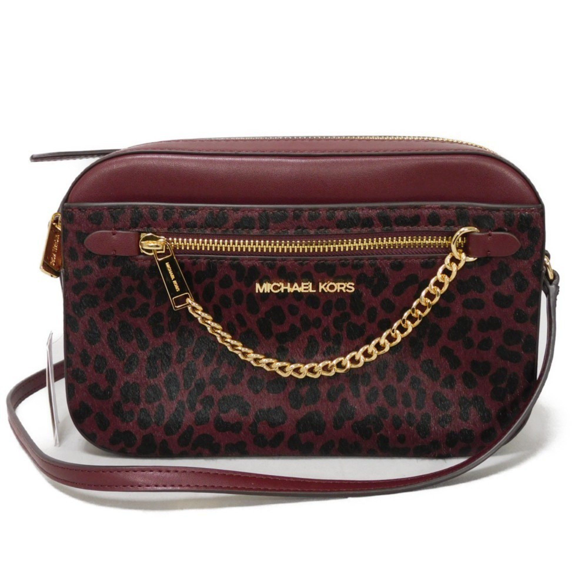 Michael Kors Shoulder Bag Jet Set Animal Crossbody Unused Pony Oxblood 35F4Gttc9H Women's