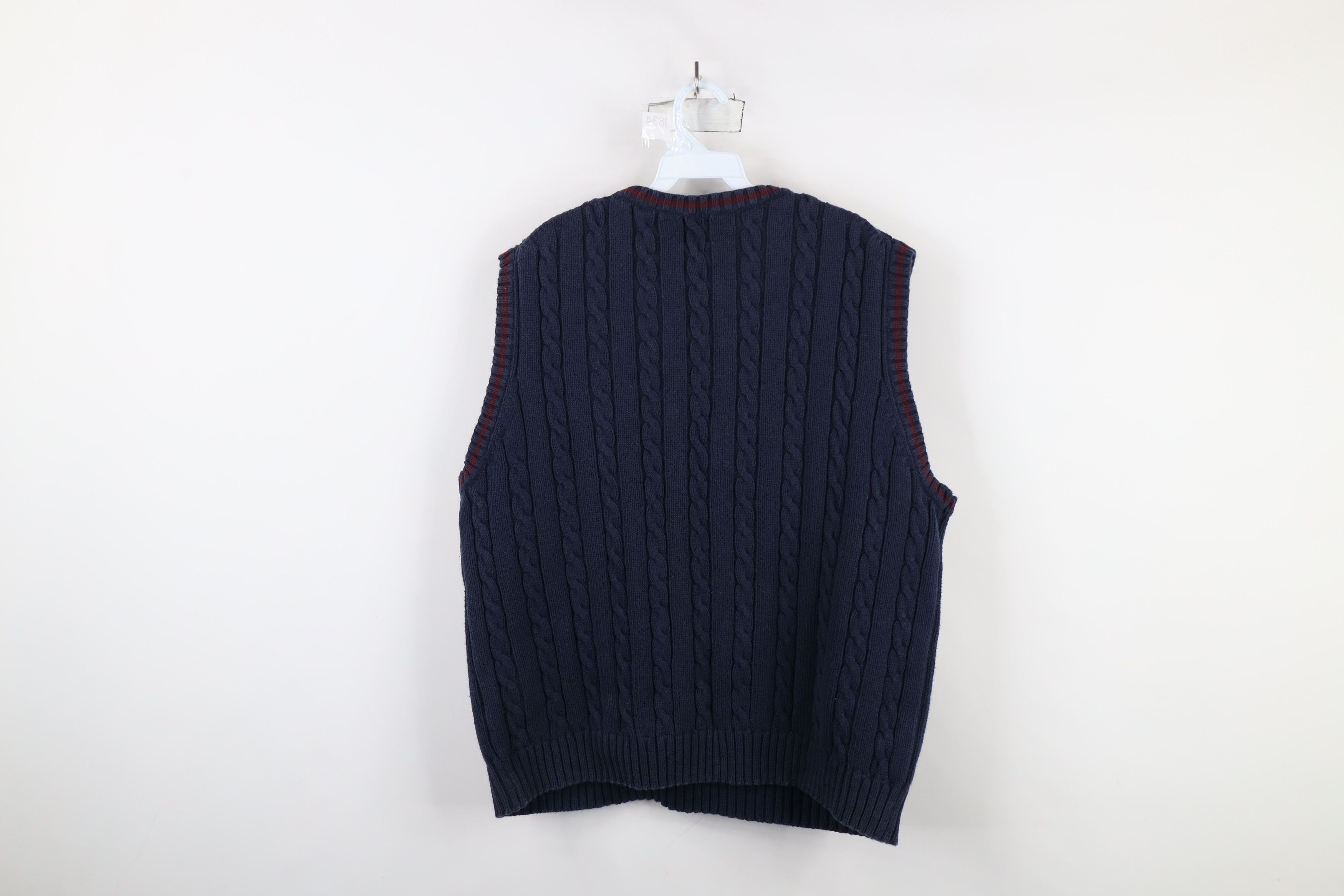 Gap × Vintage Vintage 90s Gap Cable Knit V-Neck Sweater Vest Blue Cotton Size US XL / EU 56 / 4 - 7 Thumbnail