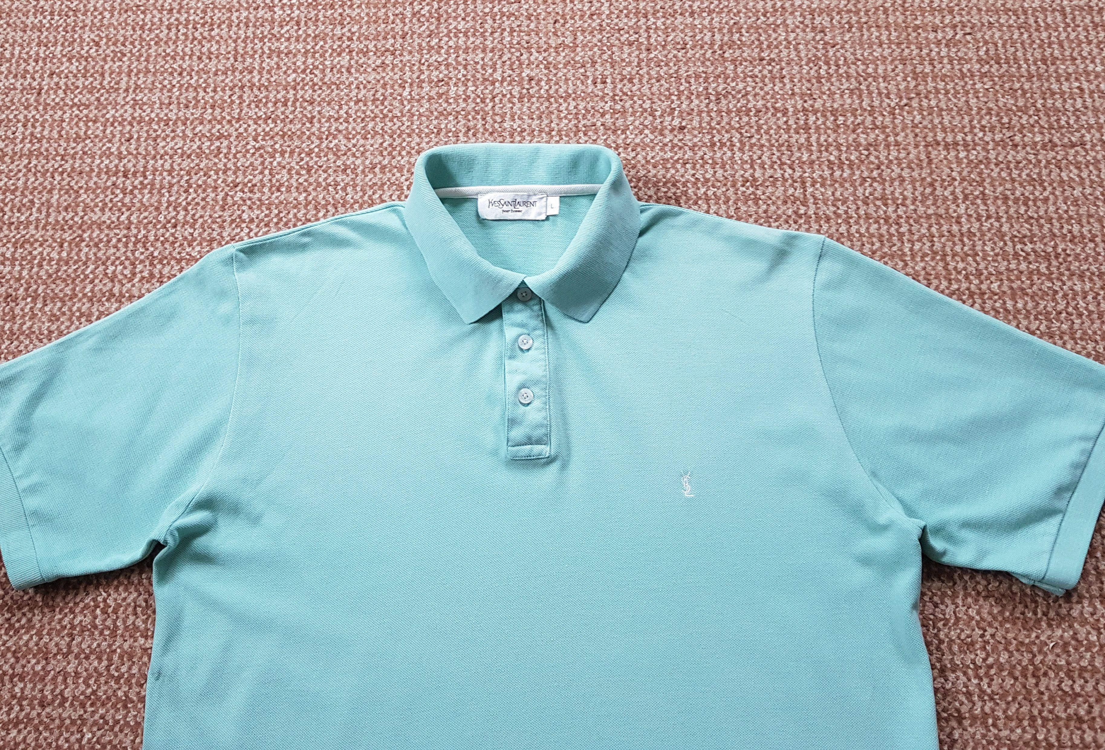Yves Saint Laurent YSL Vintage Yves Saint Laurent Polo Shirt Turquoise Blue L Size US L / EU 52-54 / 3 - 3 Thumbnail