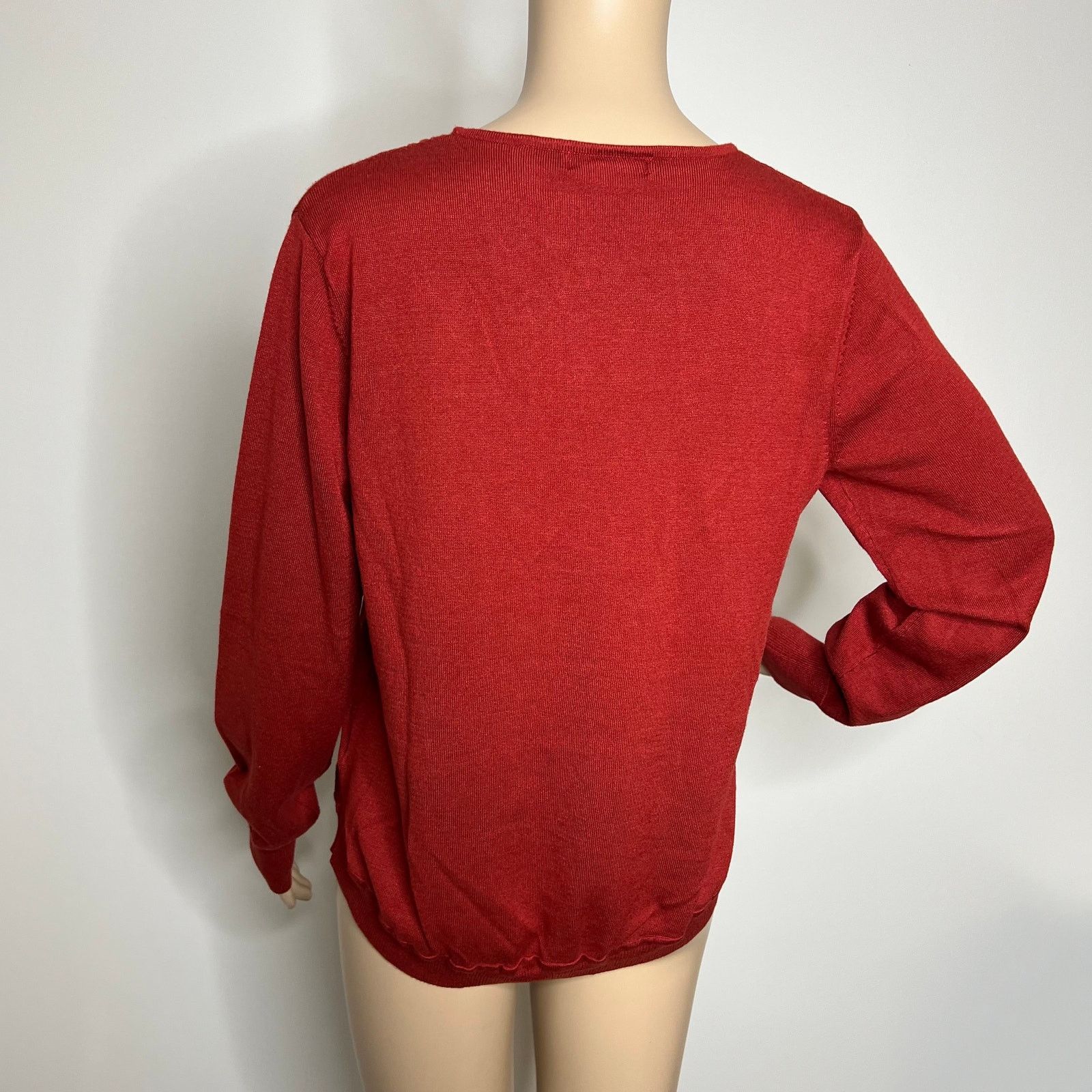 Other Cable & Gauge Red Cut Out Knit Sweater Size L / US 10 / IT 46 - 3 Thumbnail