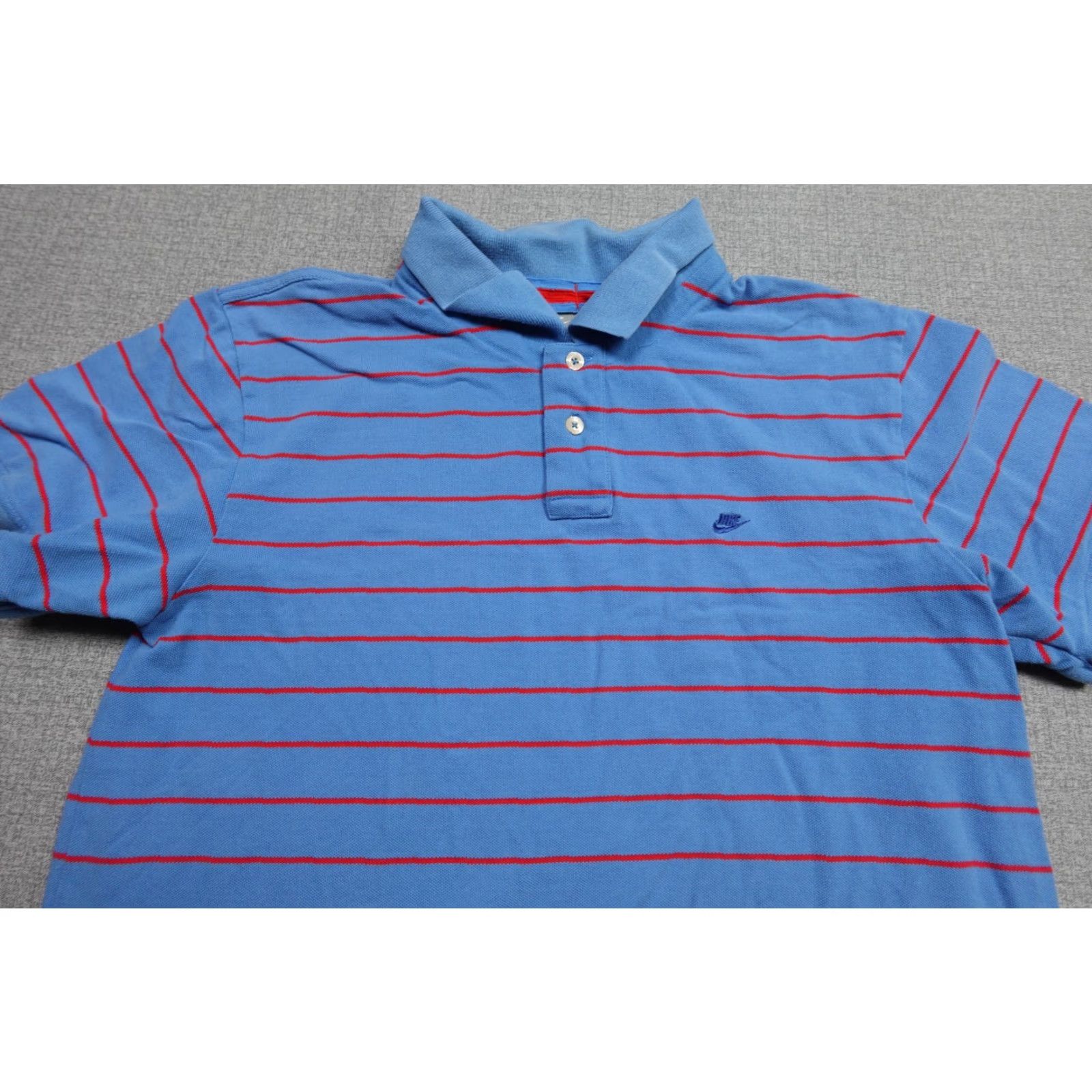 Nike VINTAGE Nike Polo Adult XL Blue Striped Golf Retro Swoosh Stretch Activewear Size US XL / EU 56 / 4 - 2 Thumbnail