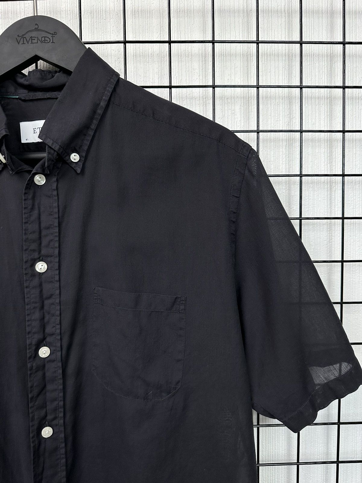 Eton Eton Ultra Light Button Up short Sleeve Shirt Men L black Size US L / EU 52-54 / 3 - 5 Thumbnail