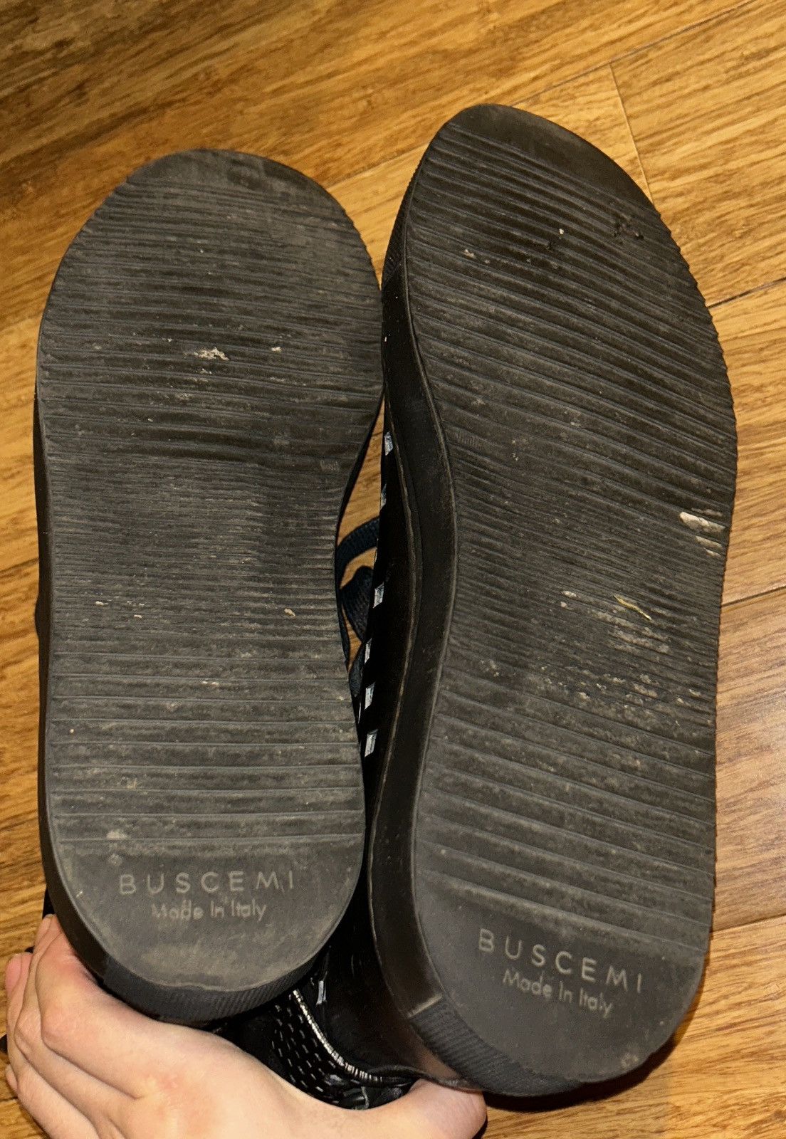 Buscemi BUSCEMI 125MM Square Hole Black Perforated Leather Sneakers Size US 10 / EU 43 - 2 Thumbnail