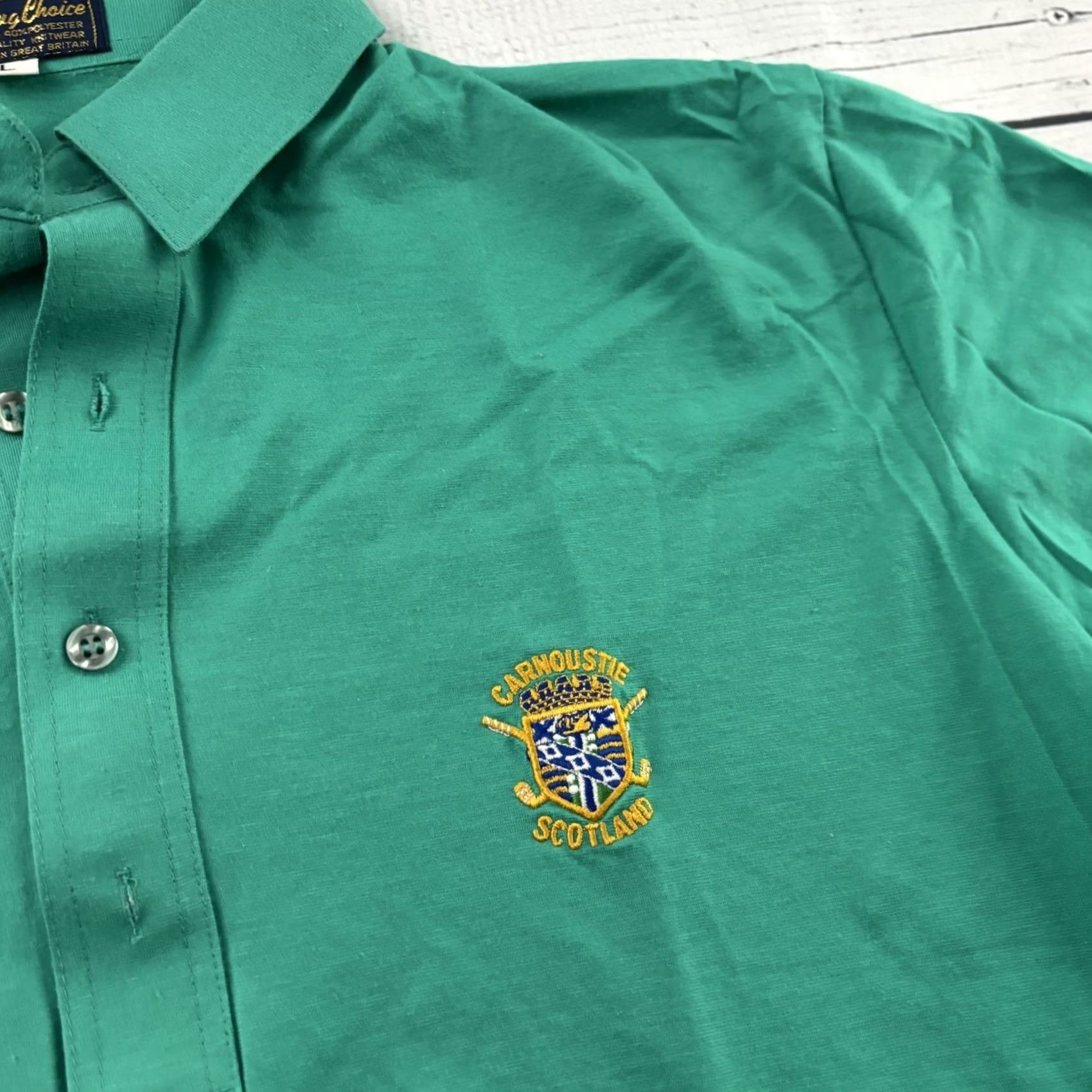 Vintage VINTAGE Sporting Choice Carnoustie Scotland Short Sleeve Golf Polo Shirt Men L Green Shirt Mens Size US L / EU 52-54 / 3 - 3 Thumbnail