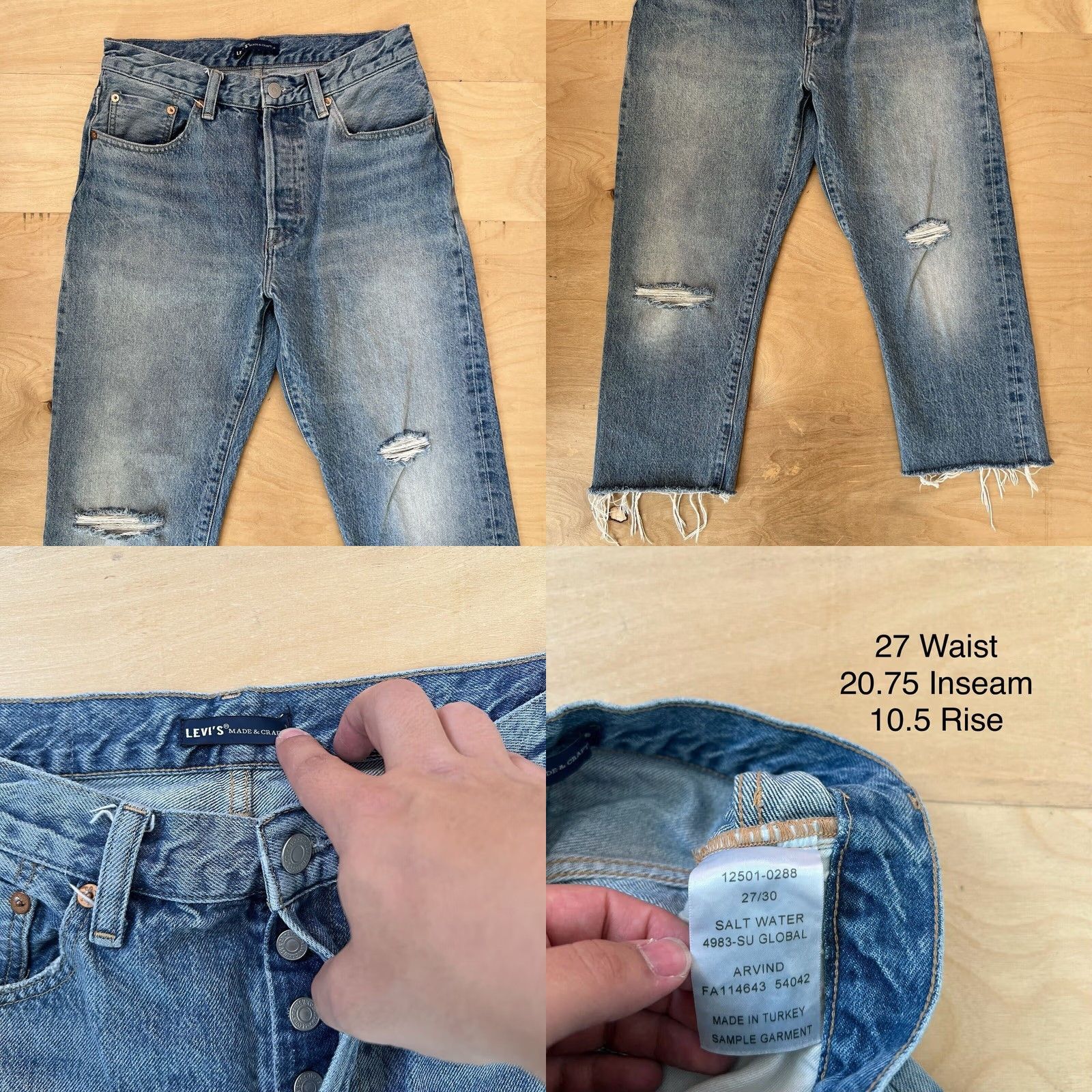 Levi's VINTAGE Levis Made and Crafted Jeans 27 Blue For Women Cropped 5-Pocket Denim Slim Fit Summer Womens Size 27" / US 4 / IT 40 - 9 Thumbnail