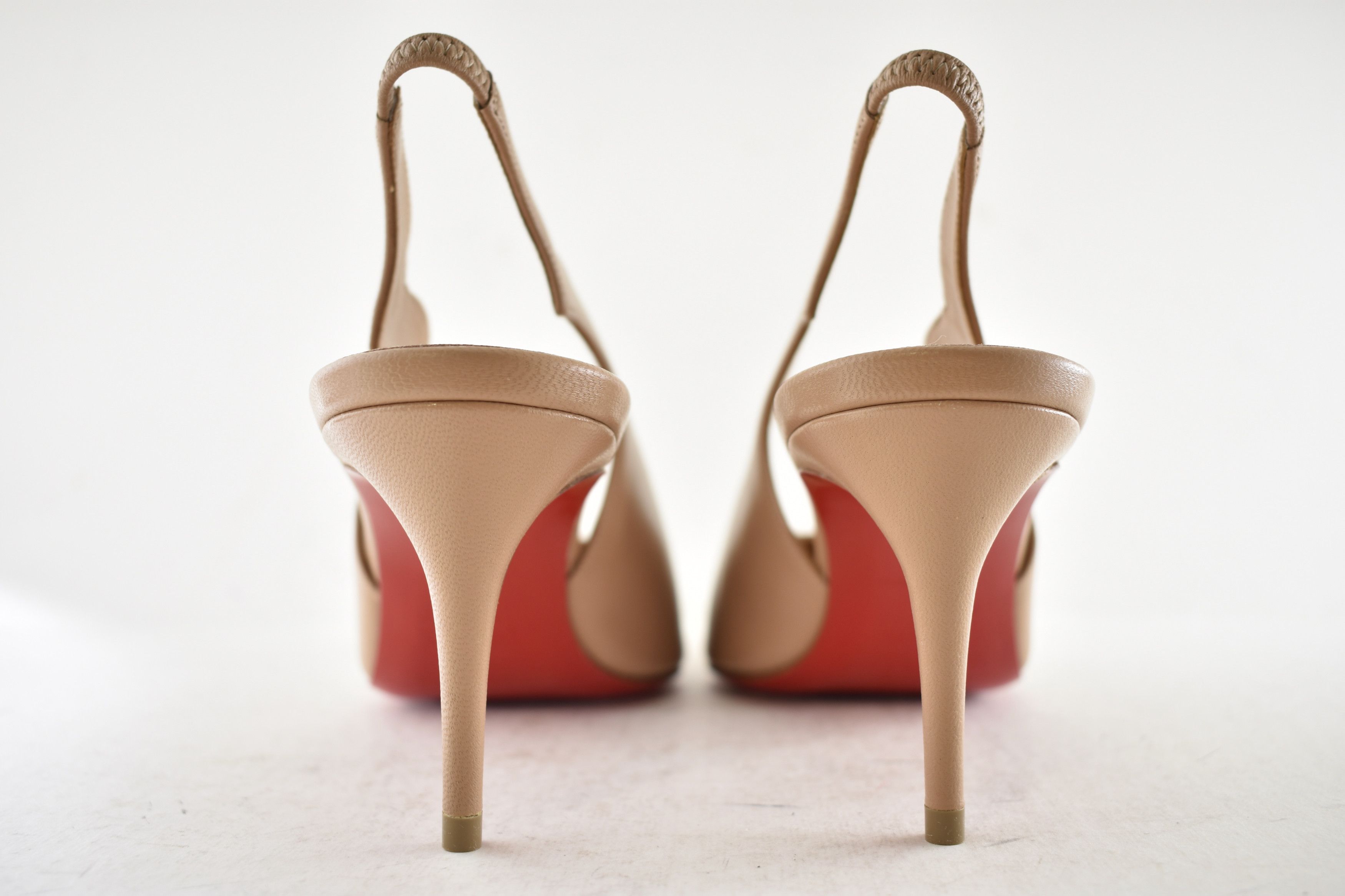 Christian Louboutin Hot Chick Sling 70 Nude Blush Nappa Leather Low Heel Pump 37 Size US 7 / IT 37 - 10 Thumbnail