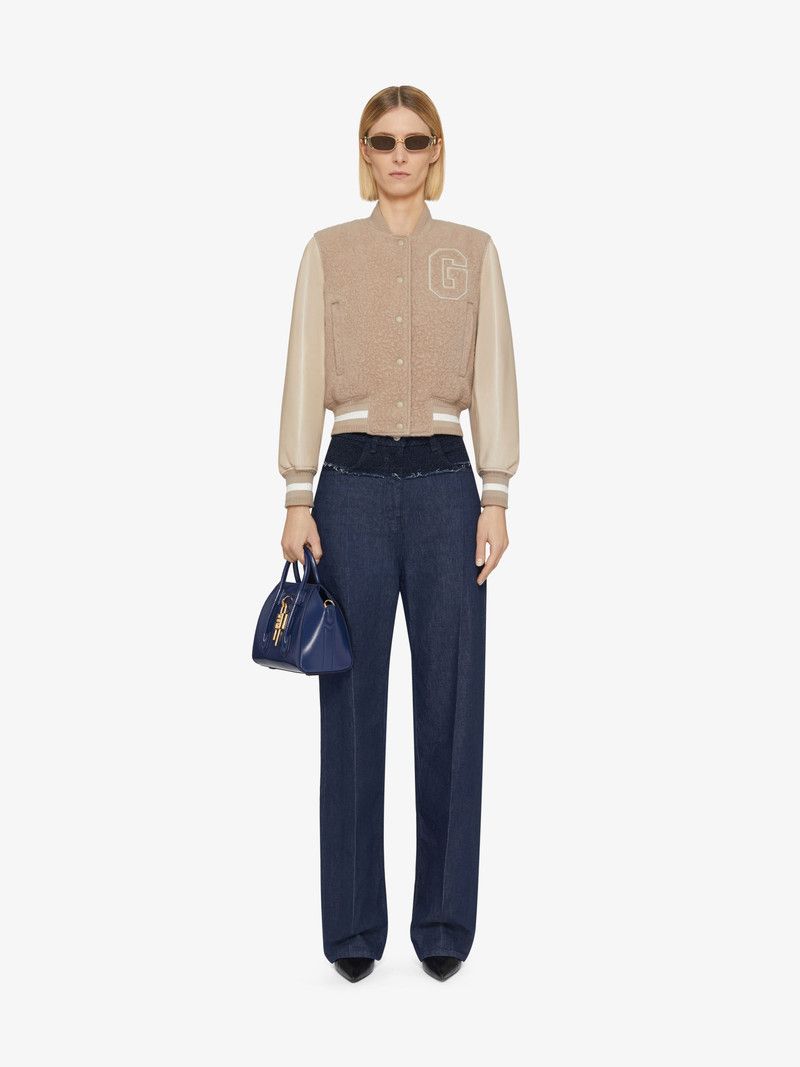Givenchy o1w1db10326 Varsity Jacket With Leather Sleeves in Beige Size XS / US 0-2 / IT 36-38 - 2 Thumbnail