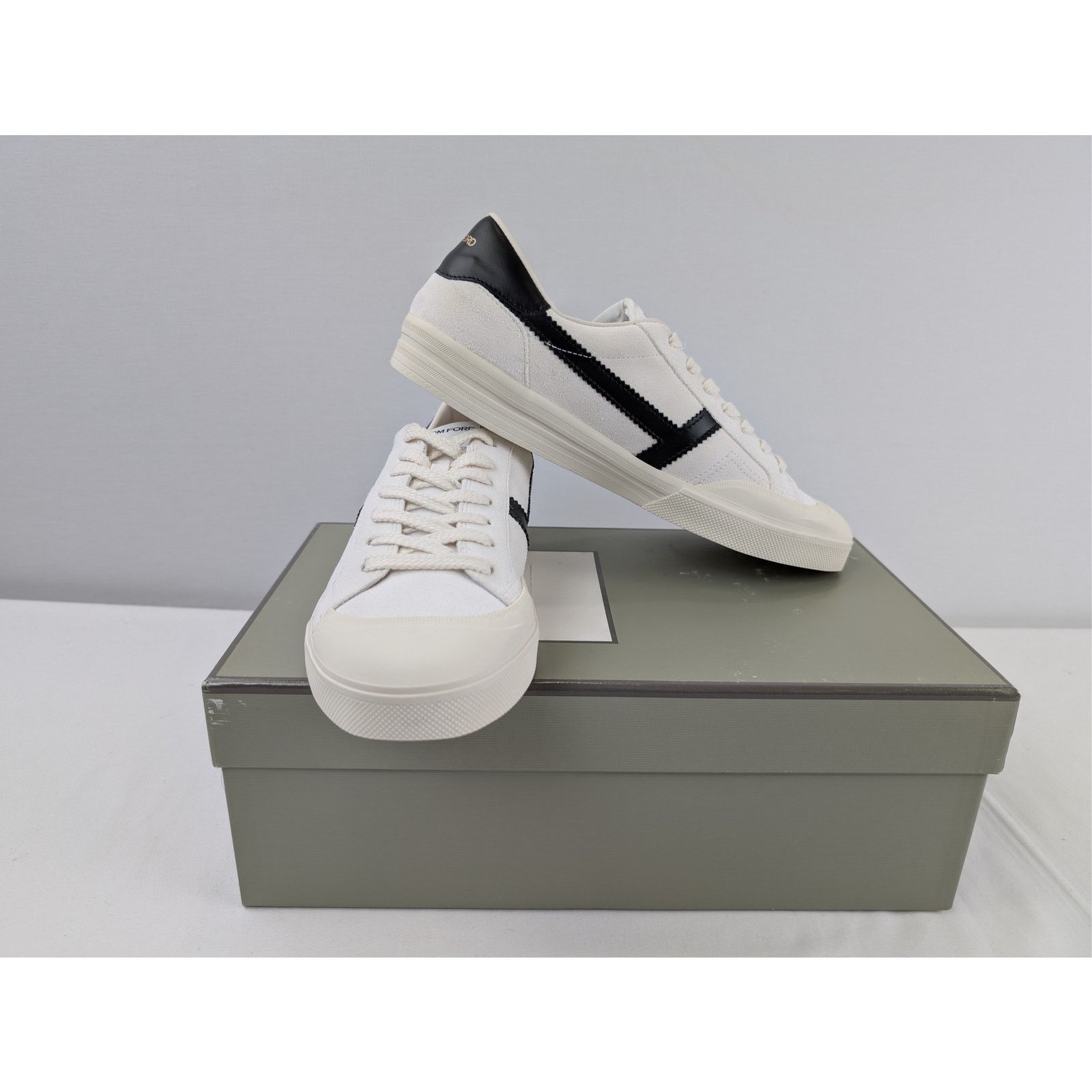 Tom Ford o1rshd1 Jarvis low-top canvas and leather sneakers in white Size US 8 / EU 41 - 19 Thumbnail