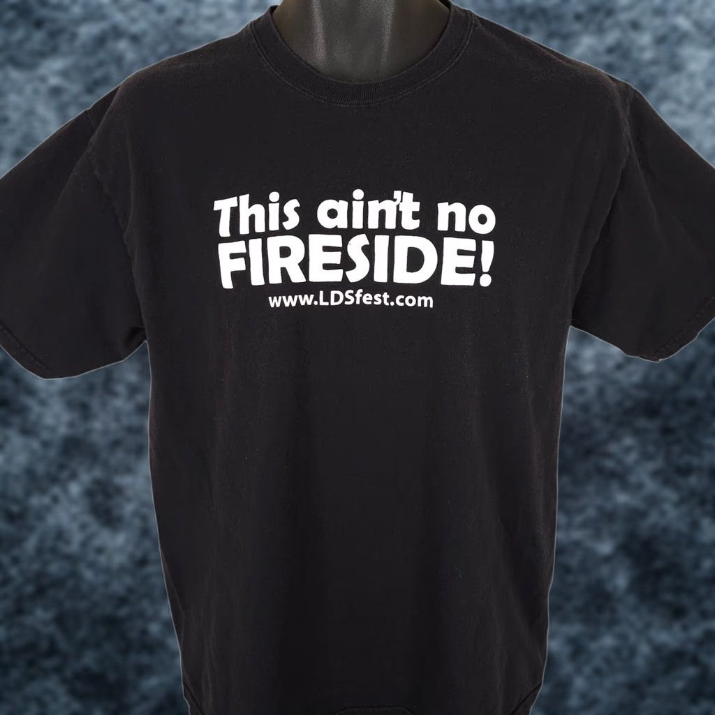 Hanes VINTAGE Hanes T-Shirt Mens Medium Black 90s This Aint No Fireside Mormon LDS Fest Graphic Tee Shirt Mens 90s Church of Jesus Christ Latter Day Saints Size US M / EU 48-50 / 2 - 1 Thumbnail