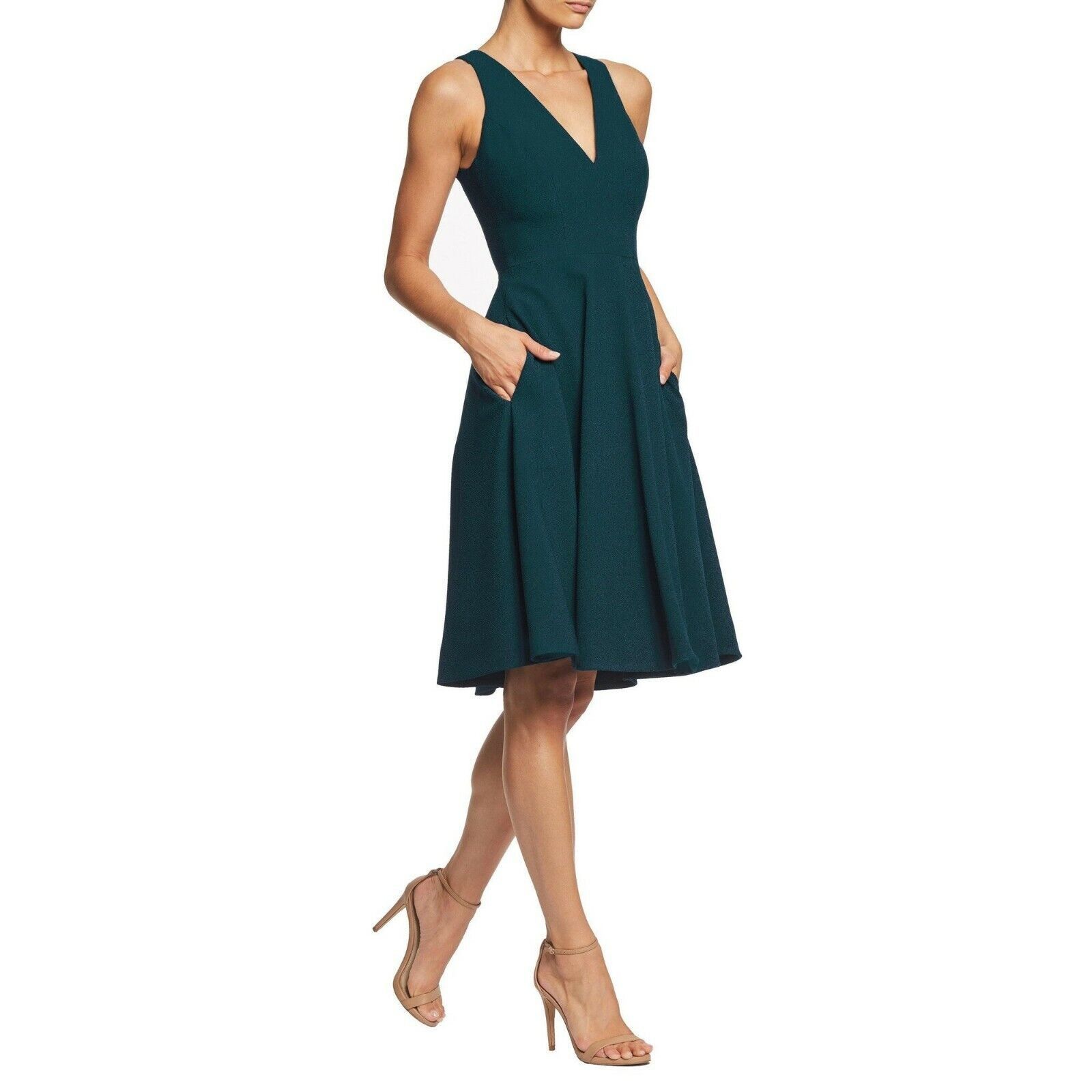 The Unbranded Brand Dress The Population Women Green Fit & Flare Dress Size S Size S / US 4 / IT 40 - 2 Thumbnail