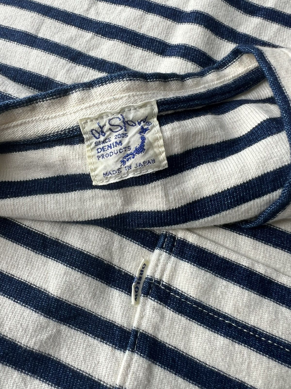 Orslow Orslow Japan Indigo Dyed Rockabilly Striped Pocket Tee Shirt Size US S / EU 44-46 / 1 - 5 Thumbnail