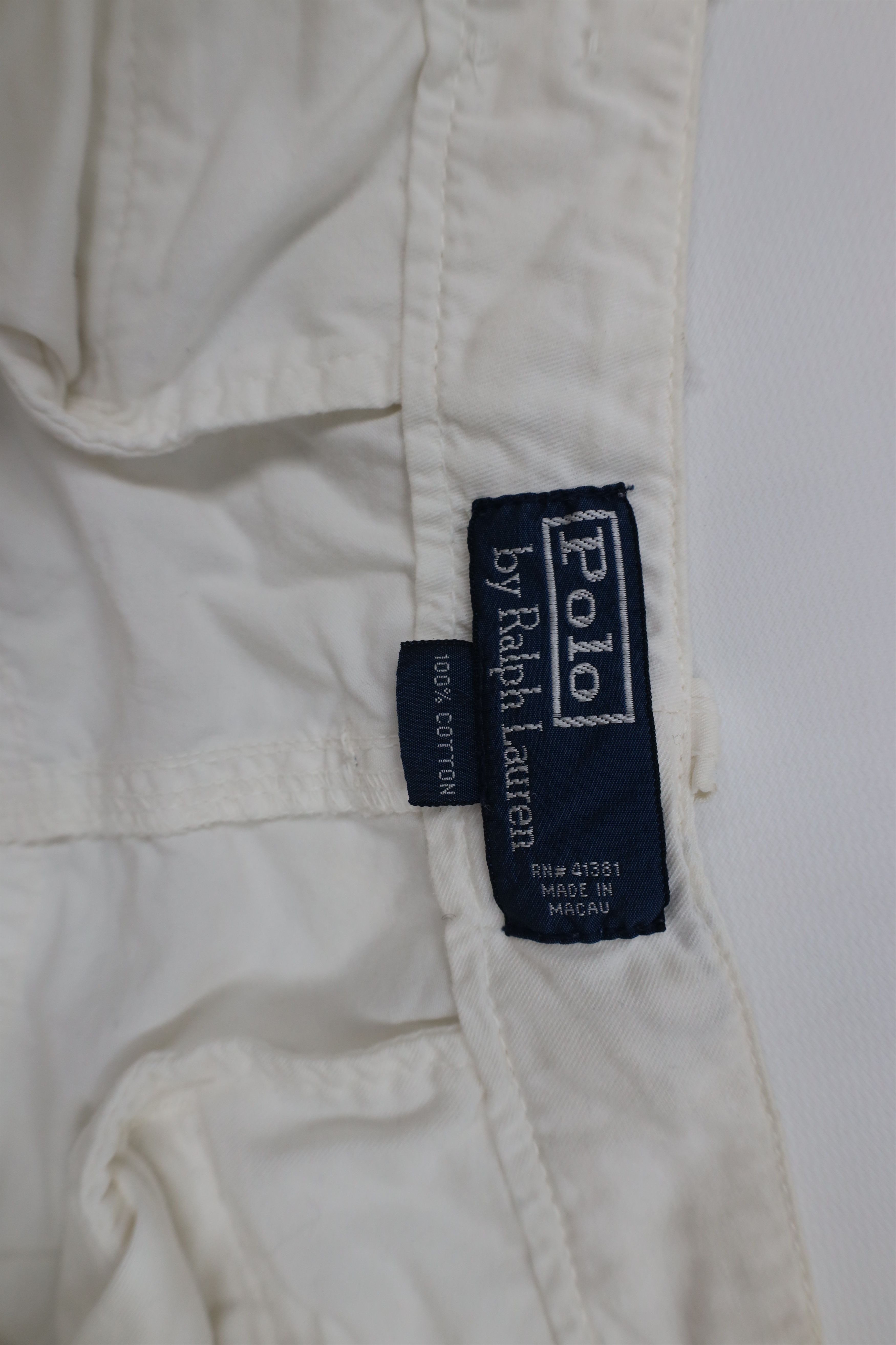 Ralph Lauren Vintage 90s Ralph Lauren Wide Leg Cargo Pants White Cotton Size US 36 / EU 52 - 7 Thumbnail