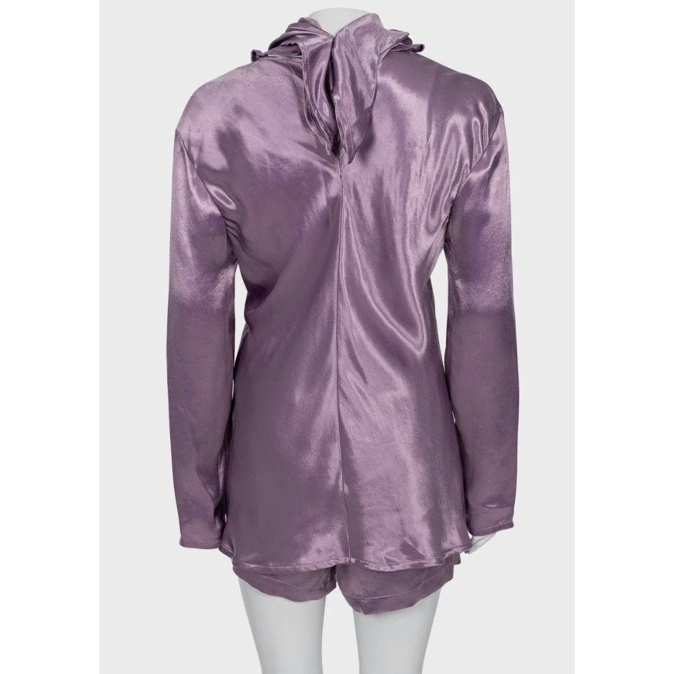 Bottega Veneta Bottega Veneta Purple Cupro Shorts & Blouse Set IT42 Size M / US 6-8 / IT 42-44 - 3 Thumbnail