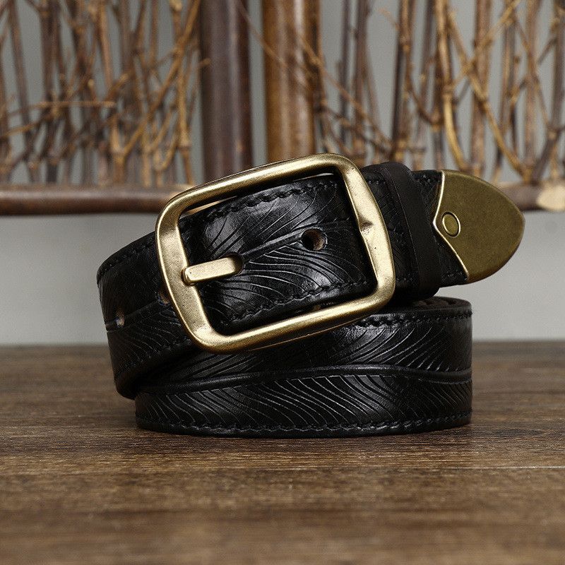 Leather Copper Buckle Leather Belt Size ONE SIZE - 6 Thumbnail