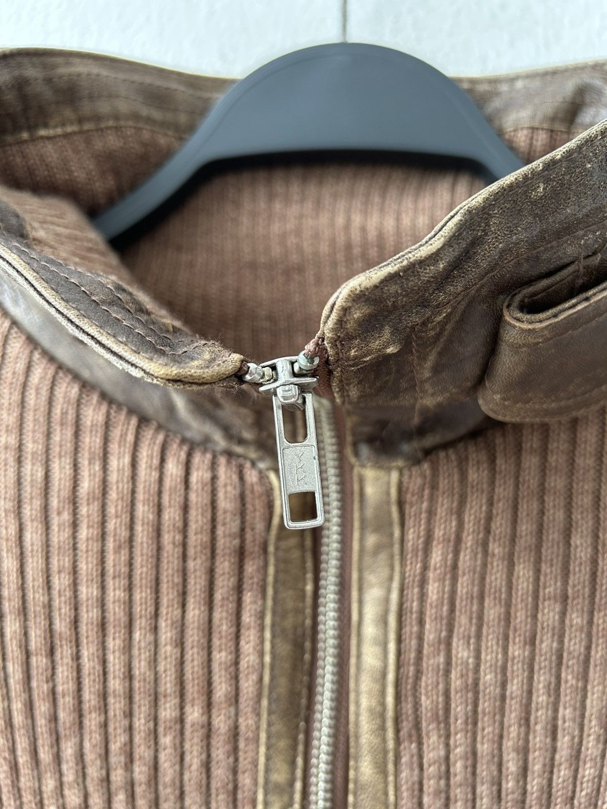 Avirex Avirex Knit Brown Leather Zipper Size US L / EU 52-54 / 3 - 8 Thumbnail