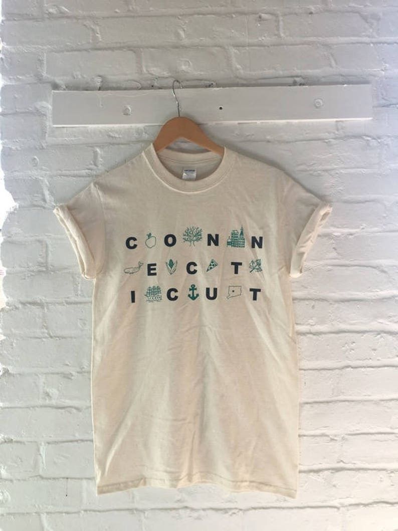 Designer Connecticut Screen Printed T Shirt, State Shirt Size M / US 6-8 / IT 42-44 - 1 Thumbnail