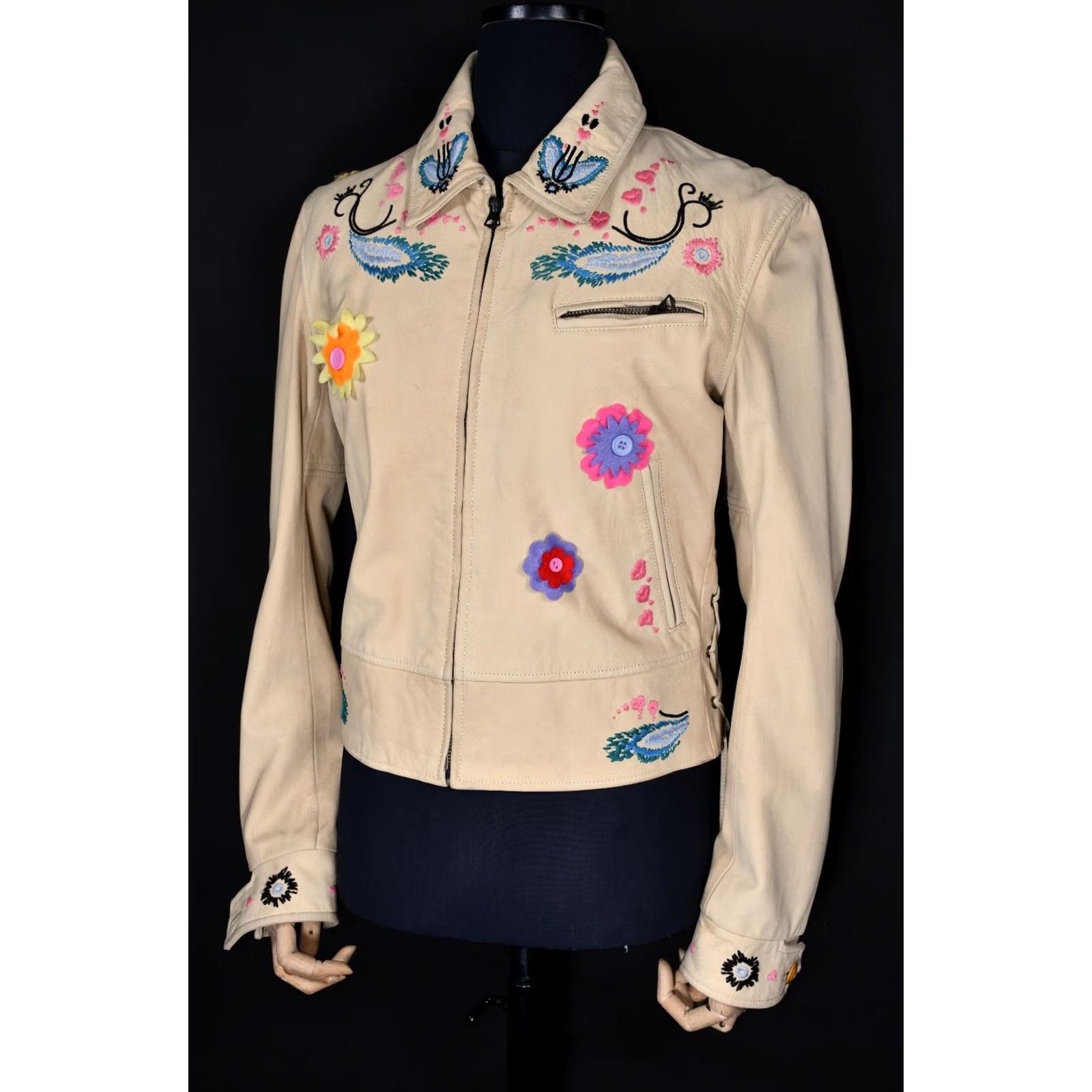 Levi's LVC Levi’s Vintage Clothing 1930's Leather Jacket Women's M Embroidered Beige Leather Jacket Womens M Size M / US 6-8 / IT 42-44 - 2 Thumbnail