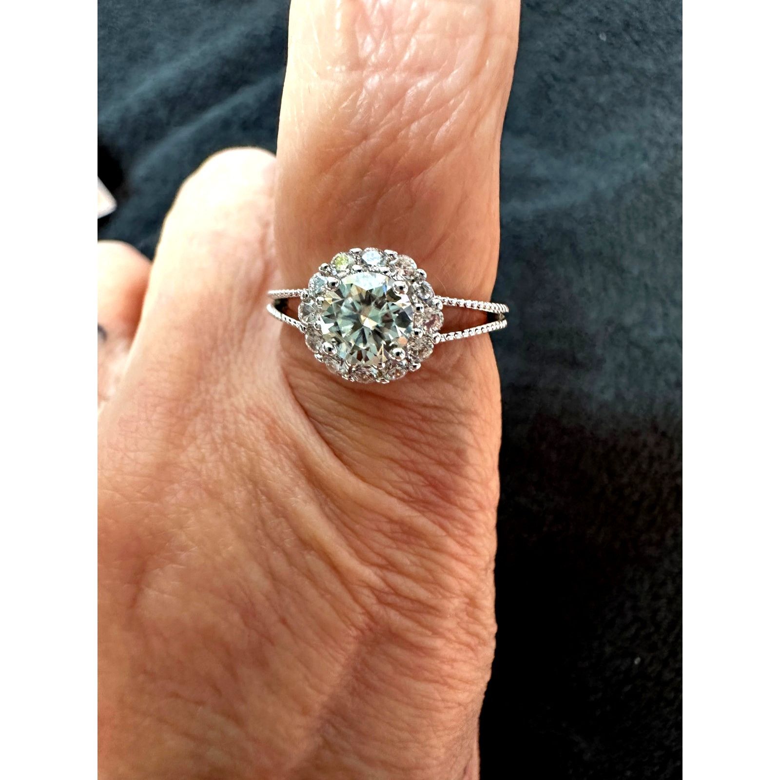 Other 1 ct Moissanite Round Cut Ring with Moissanite Accents 8 Size ONE SIZE - 19 Thumbnail