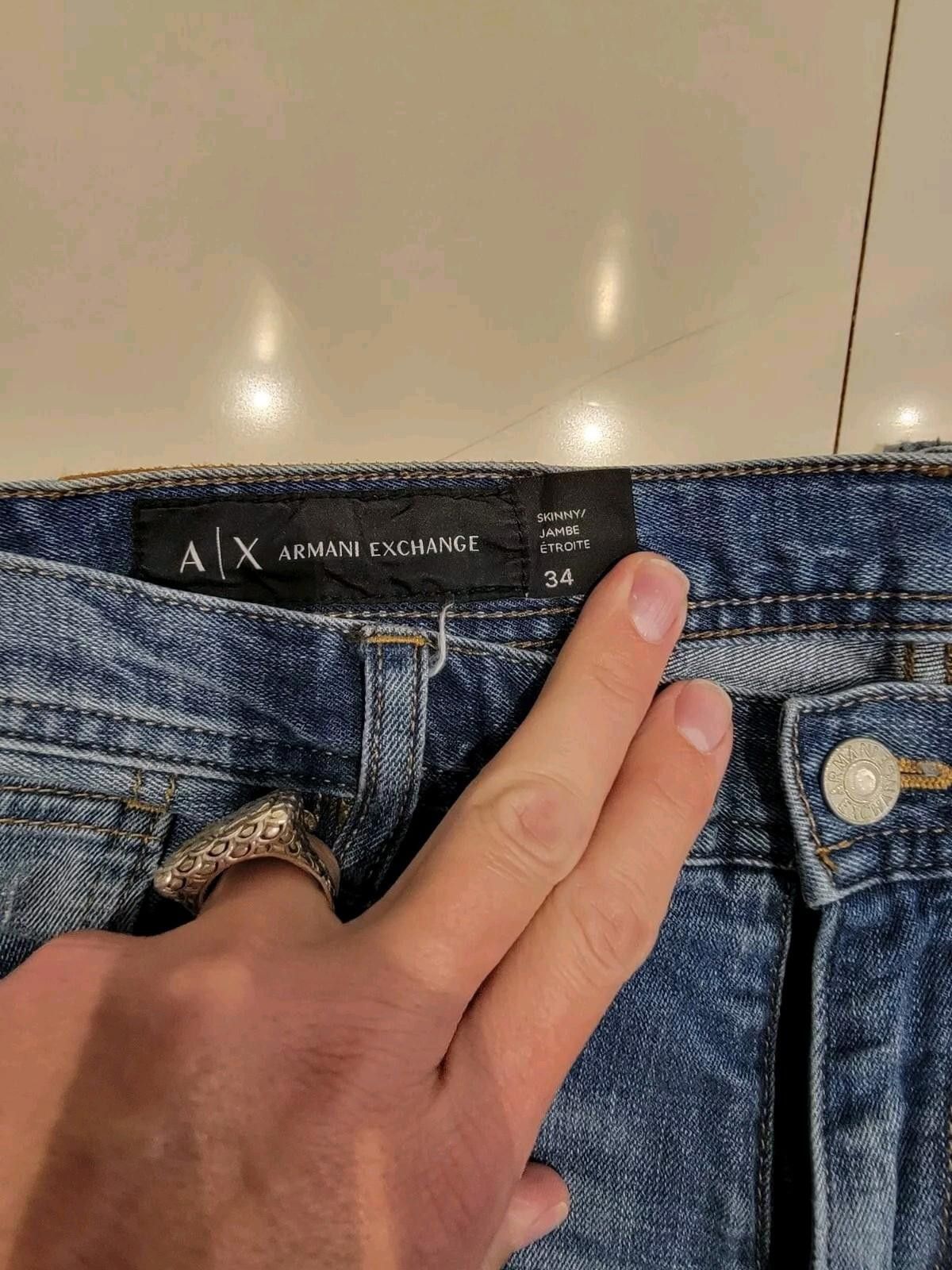 Armani Exchange Armani Exchange Mens Skinny Jeans 34 Blue Denim Distressed Size US 34 / EU 50 - 5 Thumbnail