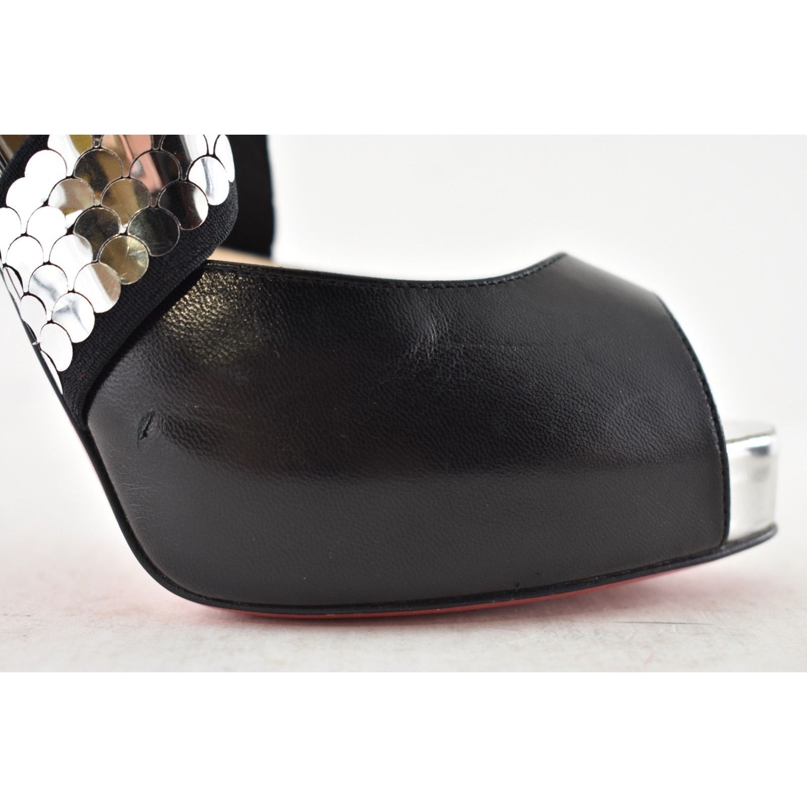 Christian Louboutin Xiletta 120 Black Silver Peep Platform Sandal Heel Pump 35.5 Size US 5.5 / IT 35.5 - 15 Thumbnail
