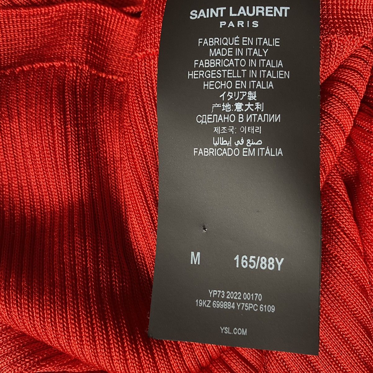 Saint Laurent Paris SLP Red Ribbed L/S Size M / US 6-8 / IT 42-44 - 6 Thumbnail