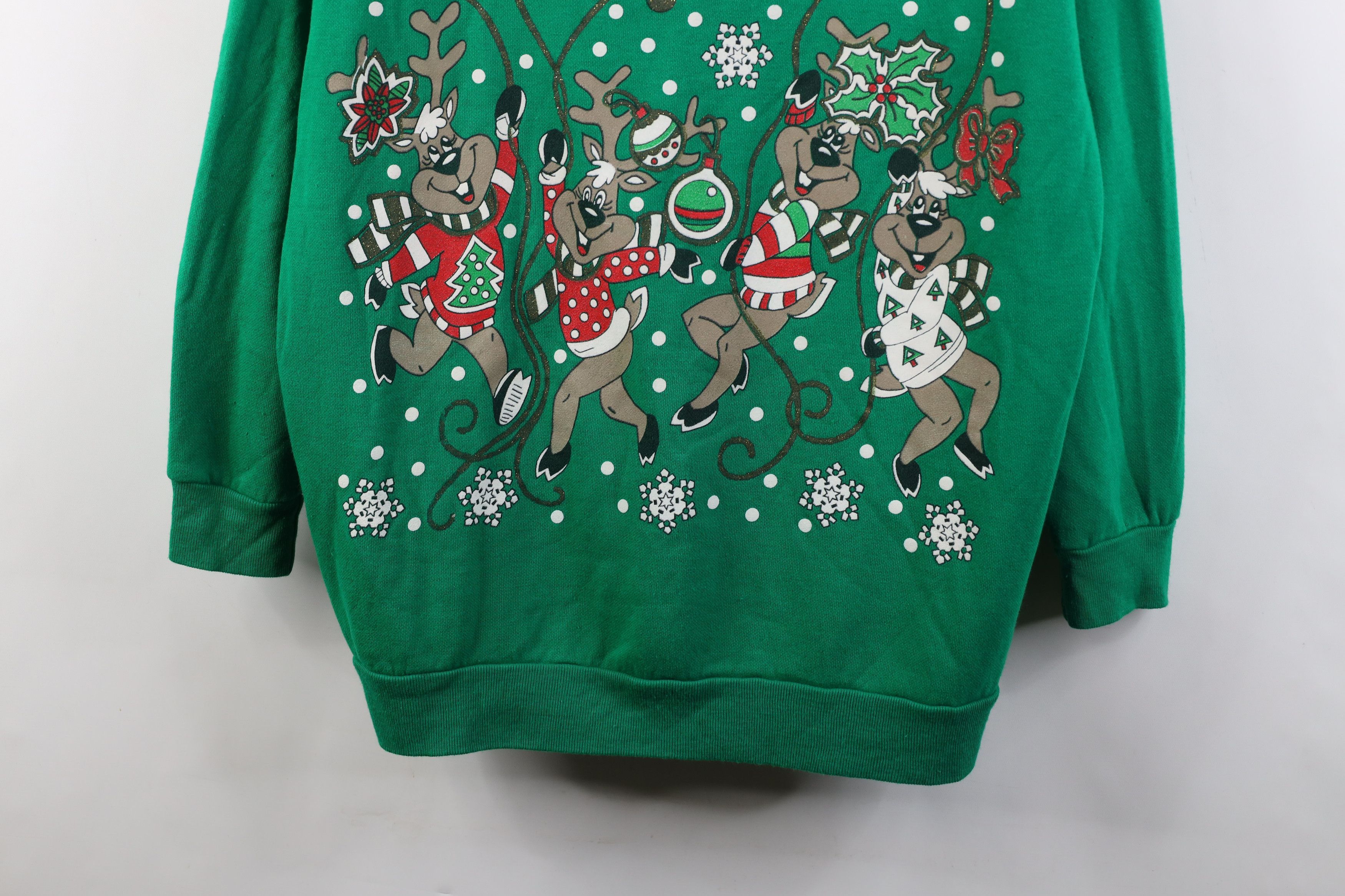 Vintage Vintage 90s Streetwear Christmas Reindeer Sweatshirt Size XXL / US 16-18 / IT 52-54 - 3 Thumbnail