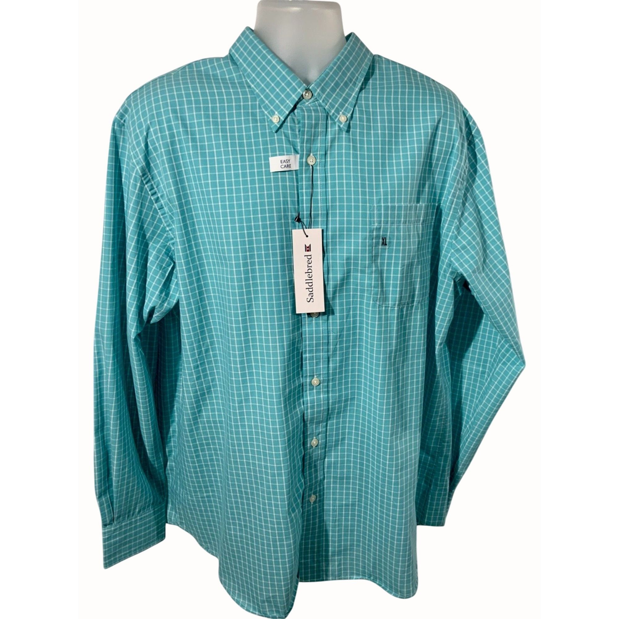 Saddlebred Saddlebred Classic Fit Turquoise Checkered Shirt NEW XL Size US XL / EU 56 / 4 - 1 Thumbnail