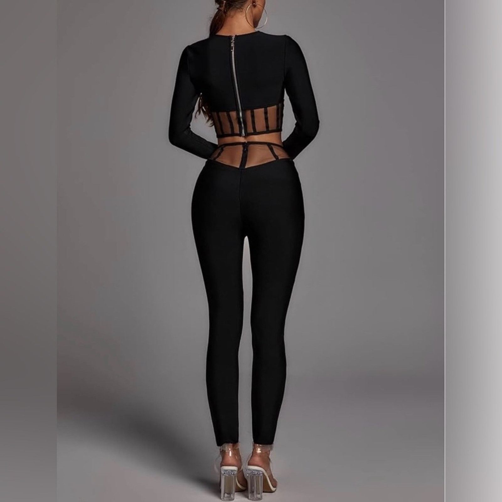 Other New Y2K Black Mesh Panel 2 piece set with matching pants Size 25" / US 0 / IT 36 - 3 Thumbnail