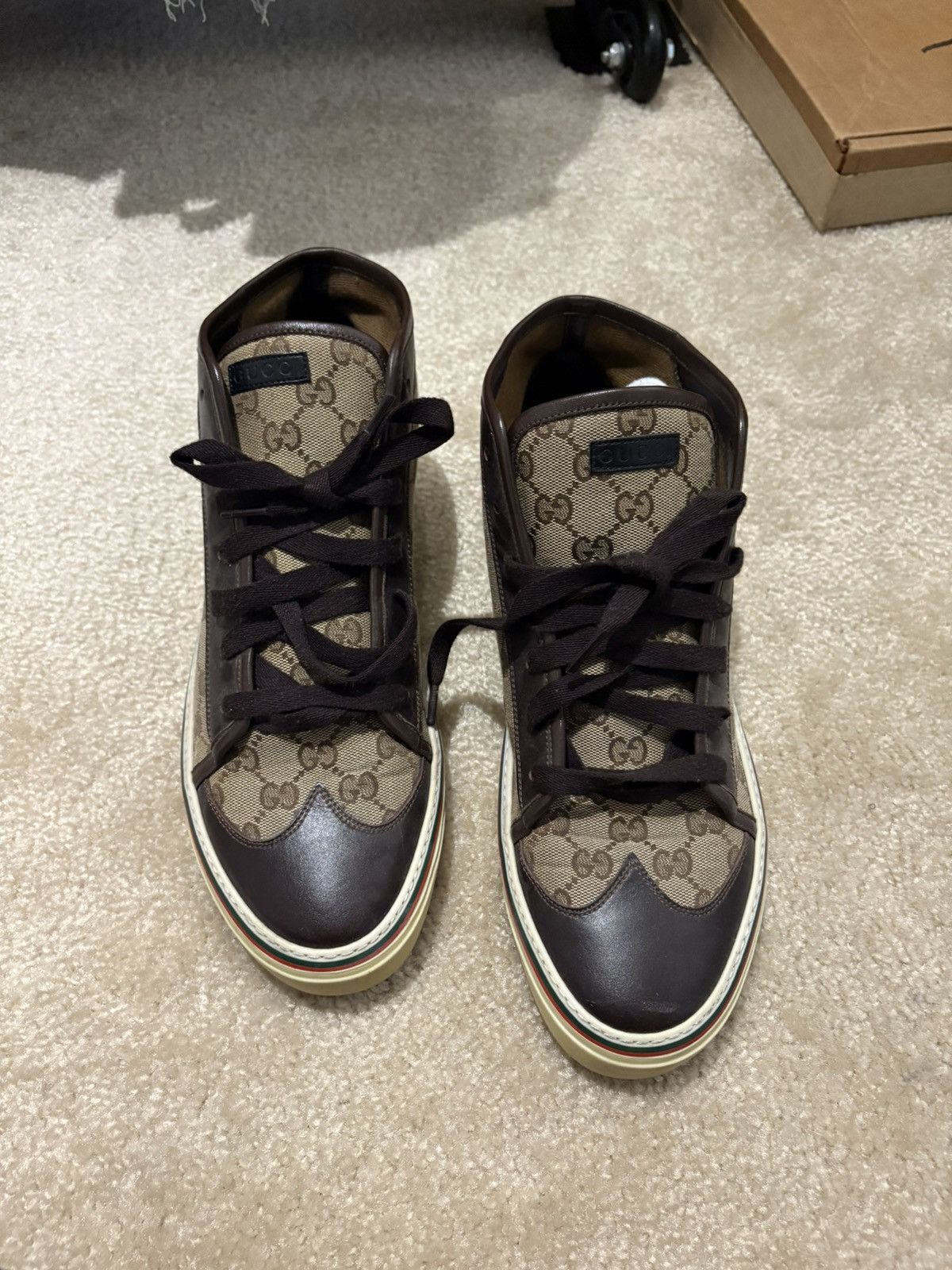 Gucci Gucci GG Canvas Monogram Wingtip High Top Sneaker Size US 10.5 / EU 43-44 - 1 Thumbnail