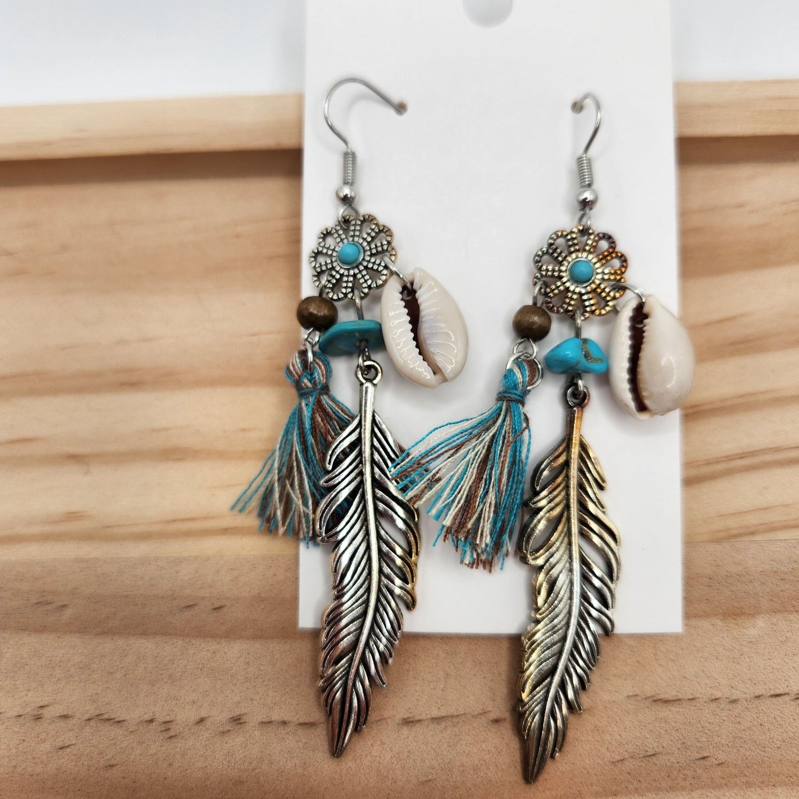 Other Boho Tassel Feather & Cowrie Shell Earrings Size ONE SIZE - 3 Thumbnail